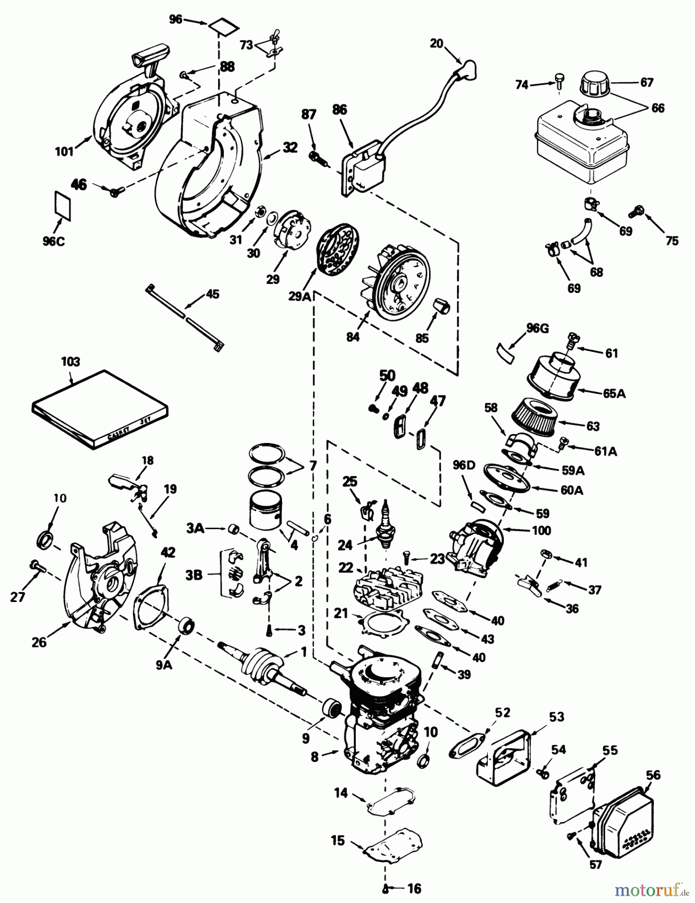  Toro Neu Edgers 58432 - Toro 2-Cycle Edger, 1989 (9000001-9999999) ENGINE TECUMSEH MODEL NO. AH600-1654P