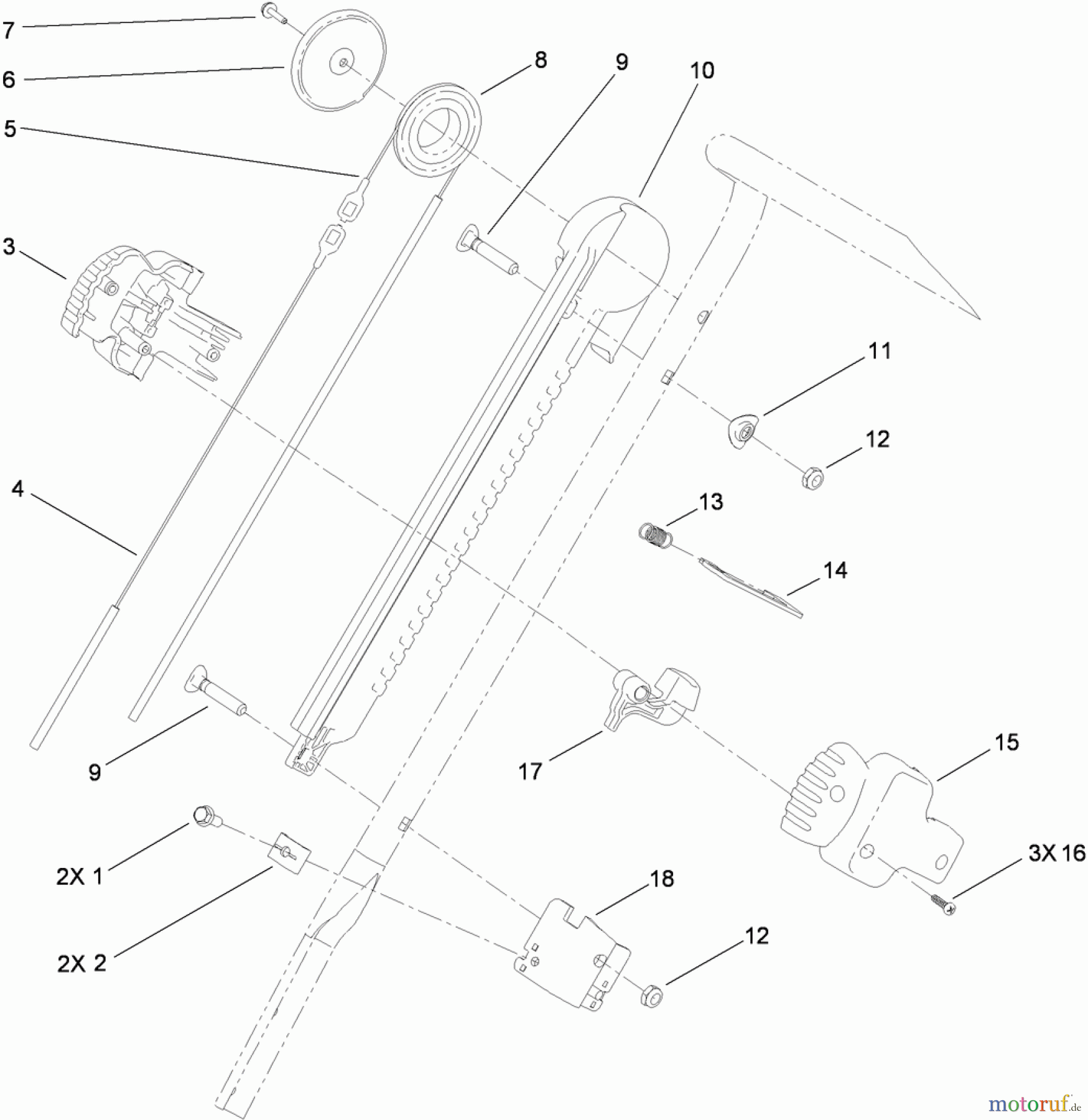  Toro Neu Snow Blowers/Snow Throwers Seite 1 38567 (6053 R) - Toro CCR 6053 R Quick Clear Snowthrower, 2013 (SN 313000001-313001999) HANDLE CHUTE CONTROL ASSEMBLY