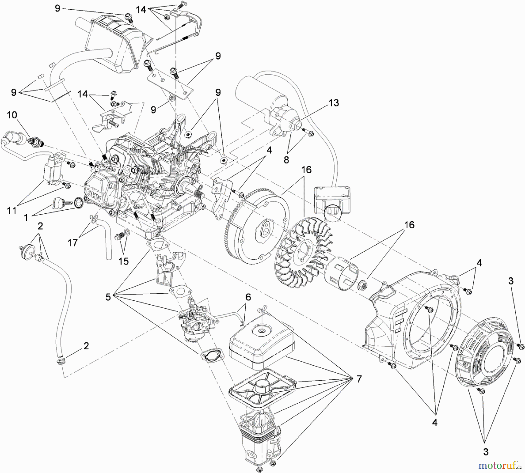  Toro Neu Snow Blowers/Snow Throwers Seite 1 38569 (6053 ES) - Toro CCR 6053 ES Quick Clear Snowthrower, 2011 (311000001-311999999) ELECTRIC START ENGINE COMPONENT ASSEMBLY NO. 119-1976