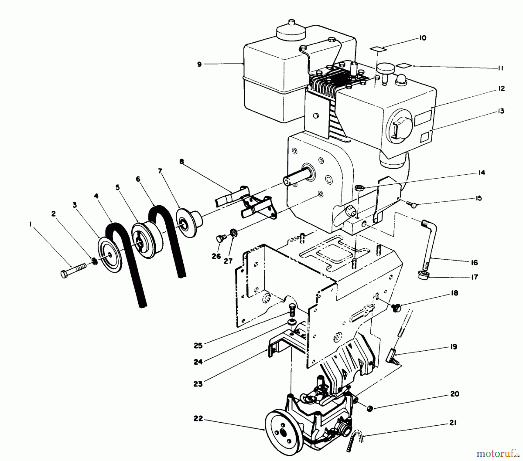  Toro Neu Snow Blowers/Snow Throwers Seite 1 38570 (828) - Toro 828 Power Shift Snowthrower, 1991 (1000001-1999999) ENGINE ASSEMBLY