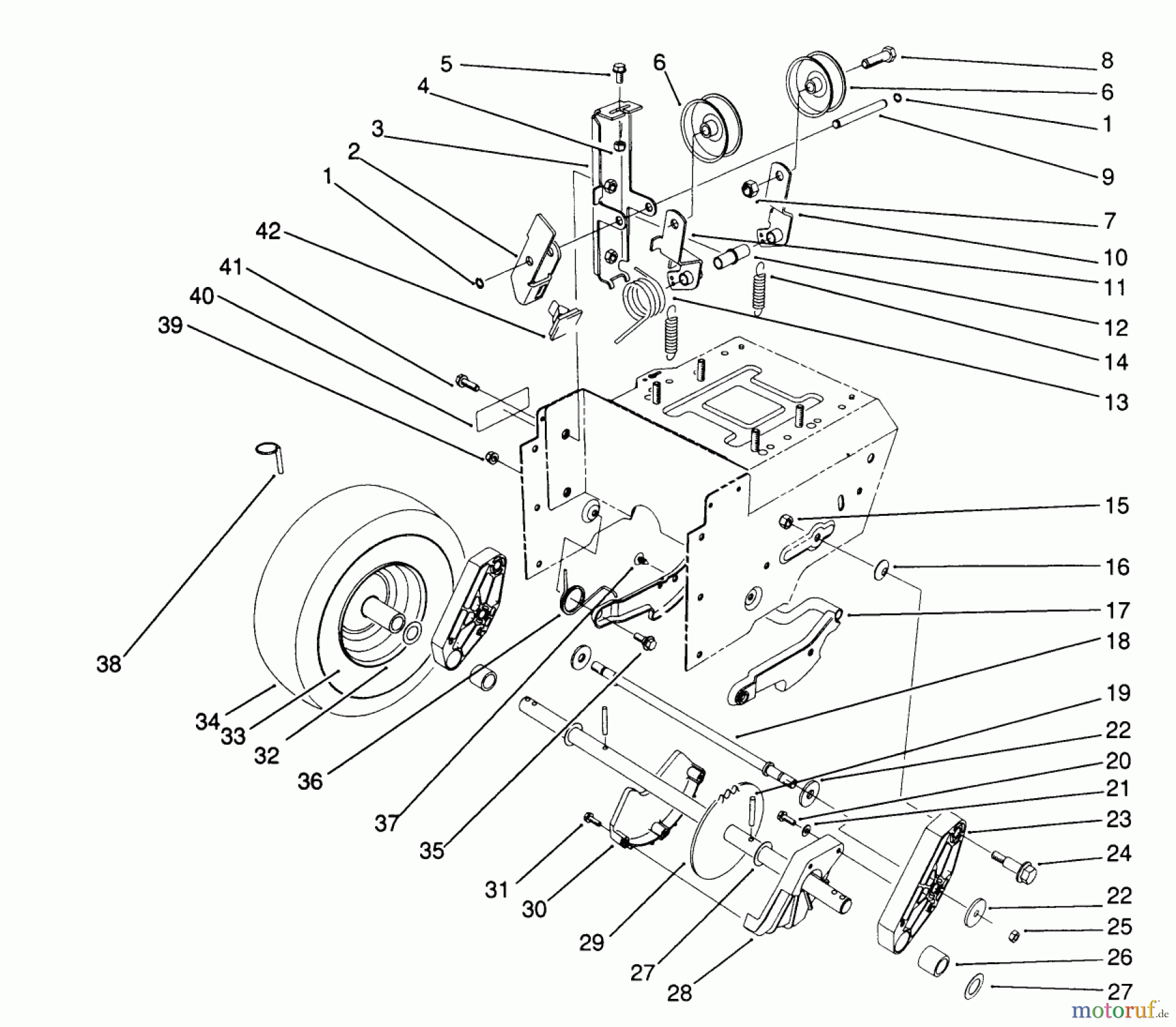  Toro Neu Snow Blowers/Snow Throwers Seite 1 38570 (828) - Toro 828 Power Shift Snowthrower, 1991 (1000001-1999999) TRACTION DRIVE ASSEMBLY