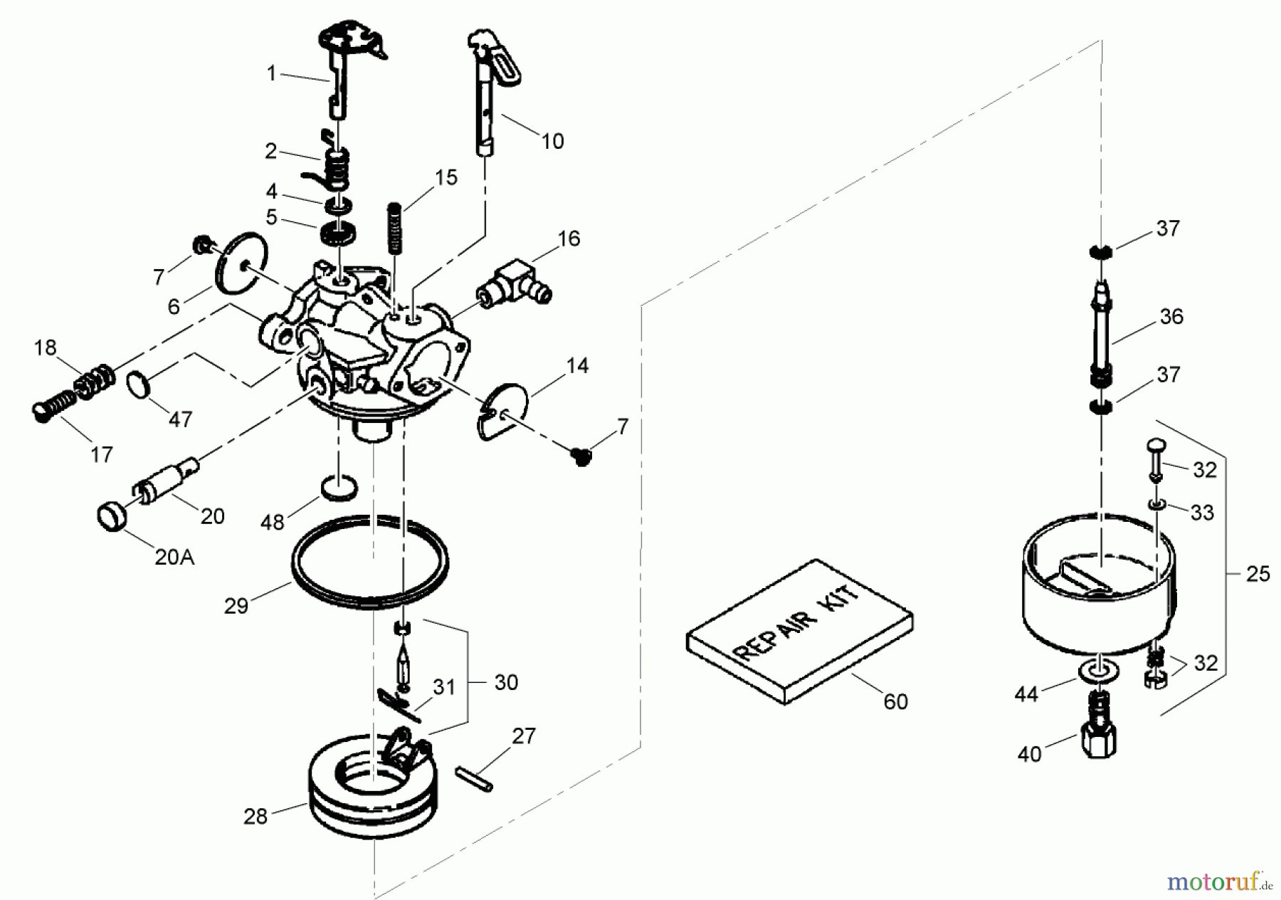  Toro Neu Snow Blowers/Snow Throwers Seite 1 38571 (6053) - Toro CCR 6053 Quick Clear Snowthrower, 2008 (280000001-280999999) CARBURETOR ASSEMBLY NO. 640298 TECUMSEH OH195SA-72568G