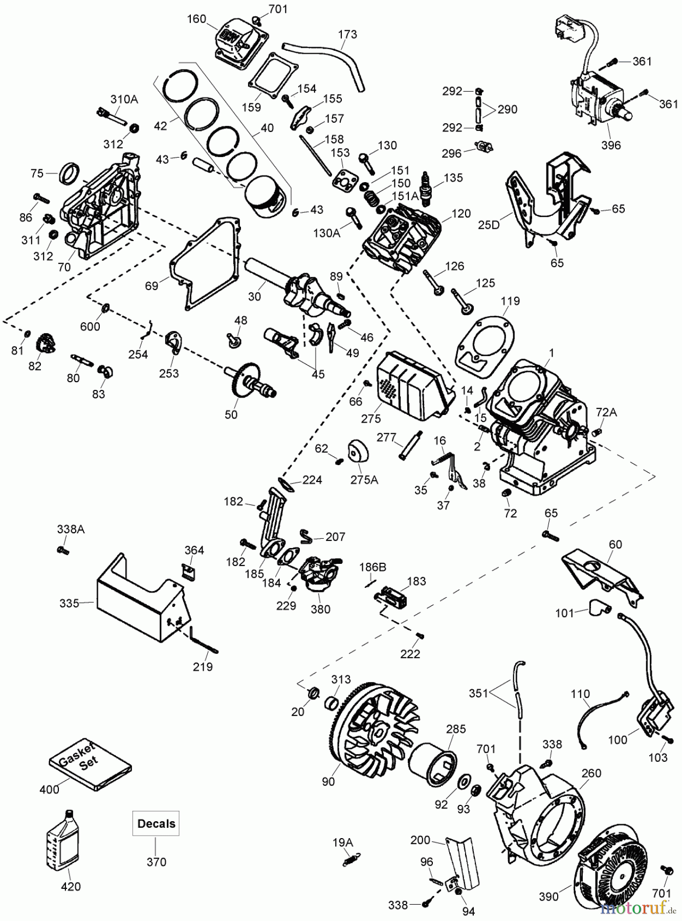  Toro Neu Snow Blowers/Snow Throwers Seite 1 38571 (6053) - Toro CCR 6053 Quick Clear Snowthrower, 2010 (310000001-310999999) ENGINE ASSEMBLY NO. 1 TECUMSEH OH195SA-72568G