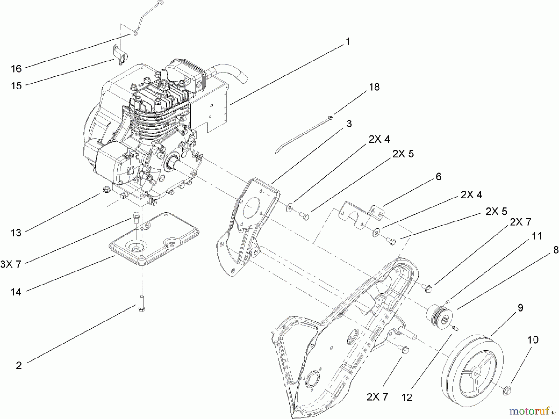  Toro Neu Snow Blowers/Snow Throwers Seite 1 38571 (6053) - Toro CCR 6053 Quick Clear Snowthrower, 2008 (280000001-280999999) ENGINE, FRAME AND WHEEL ASSEMBLY