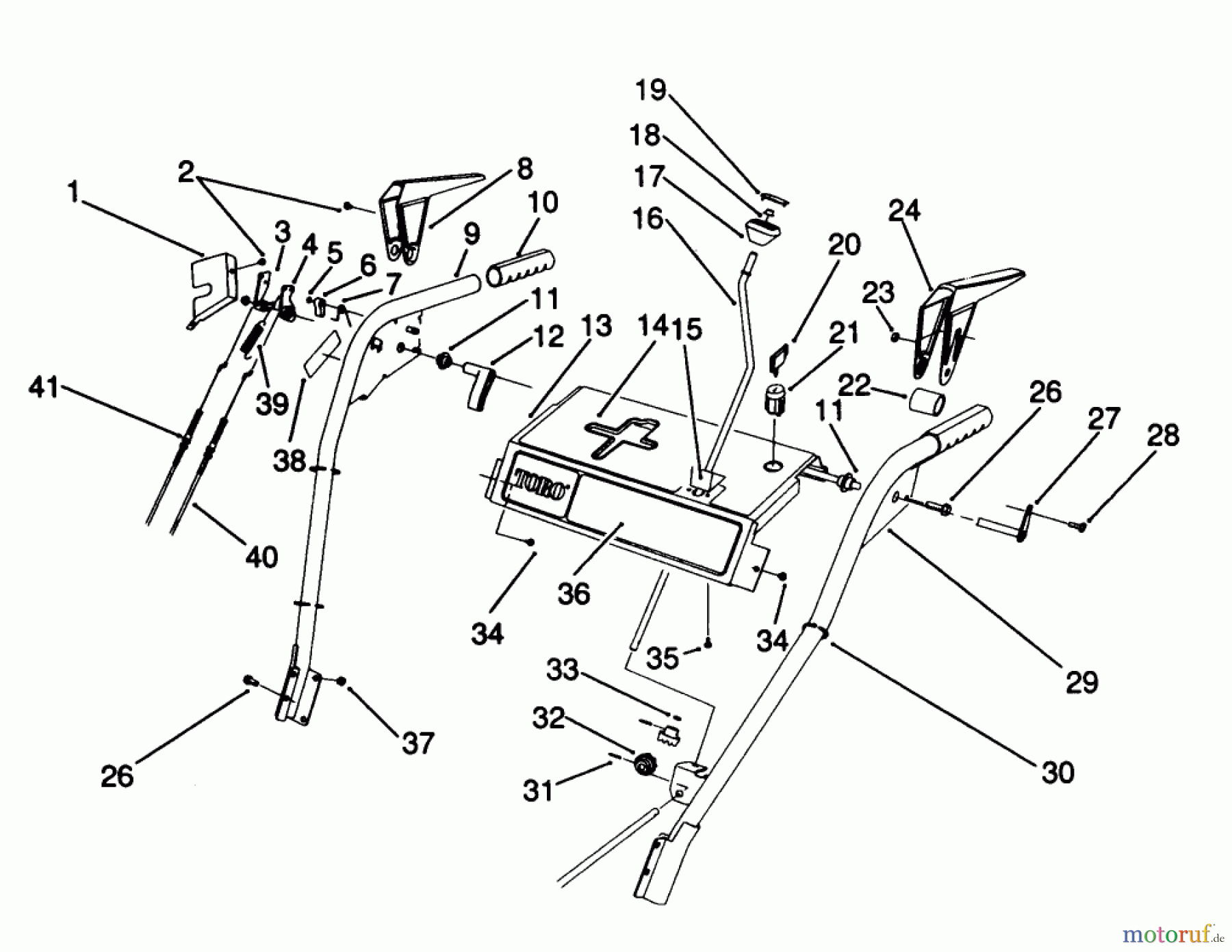  Toro Neu Snow Blowers/Snow Throwers Seite 1 38574 (828) - Toro 828 Power Shift Snowthrower, 1991 (1000001-1999999) HANDLE ASSEMBLY