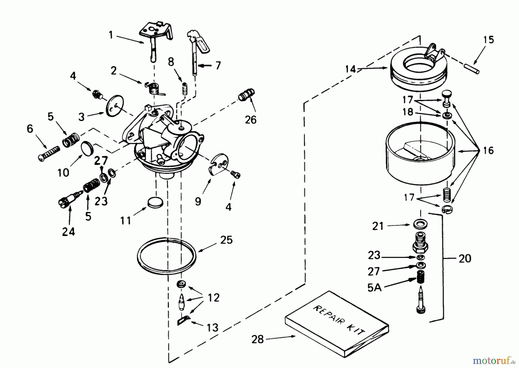  Toro Neu Snow Blowers/Snow Throwers Seite 1 38574 (828) - Toro 828 Power Shift Snowthrower, 1992 (2000001-2999999) CARBURETOR TECUMSEH NO. 632334A