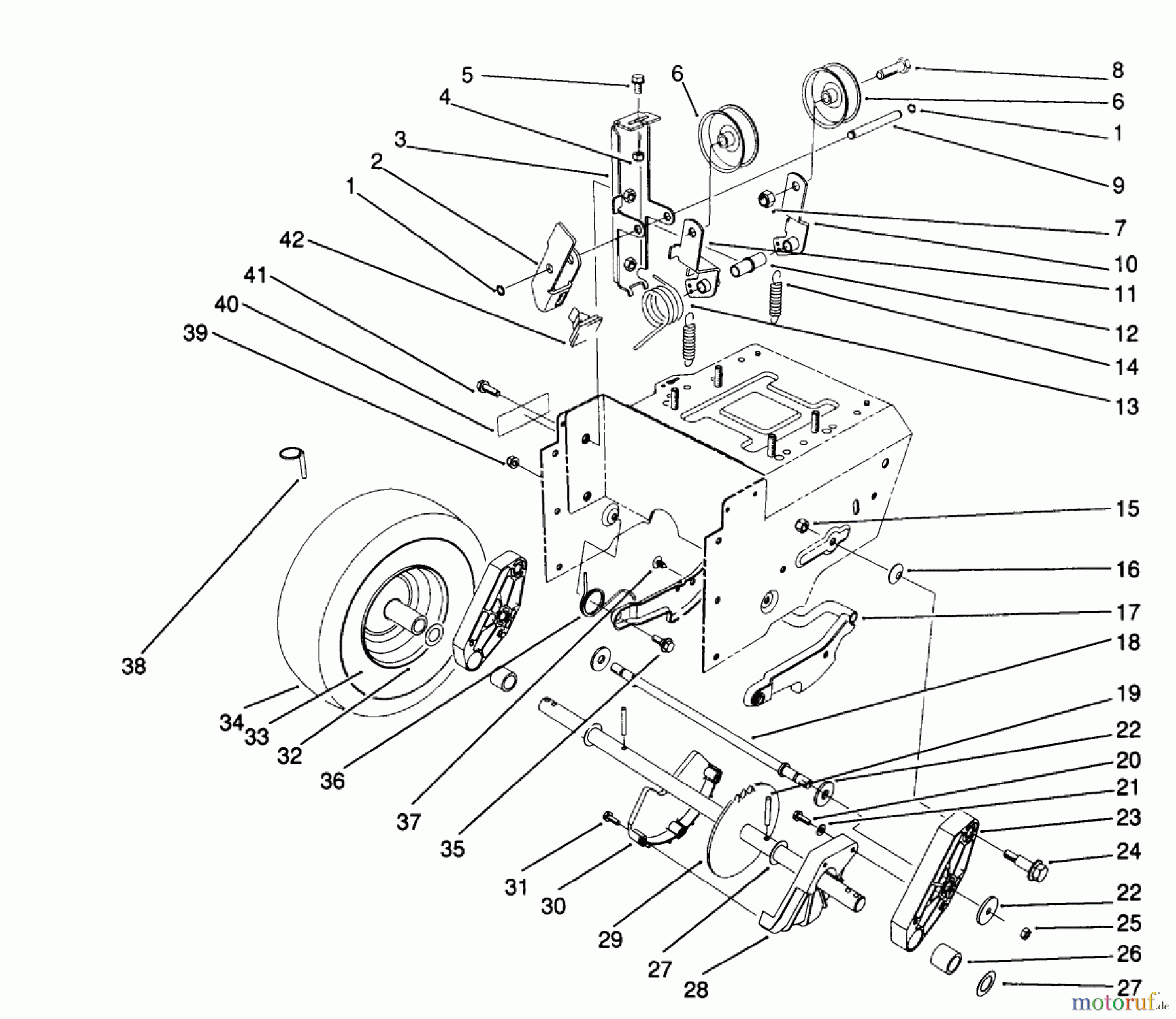  Toro Neu Snow Blowers/Snow Throwers Seite 1 38574 (828) - Toro 828 Power Shift Snowthrower, 1992 (2000001-2999999) TRACTION DRIVE ASSEMBLY