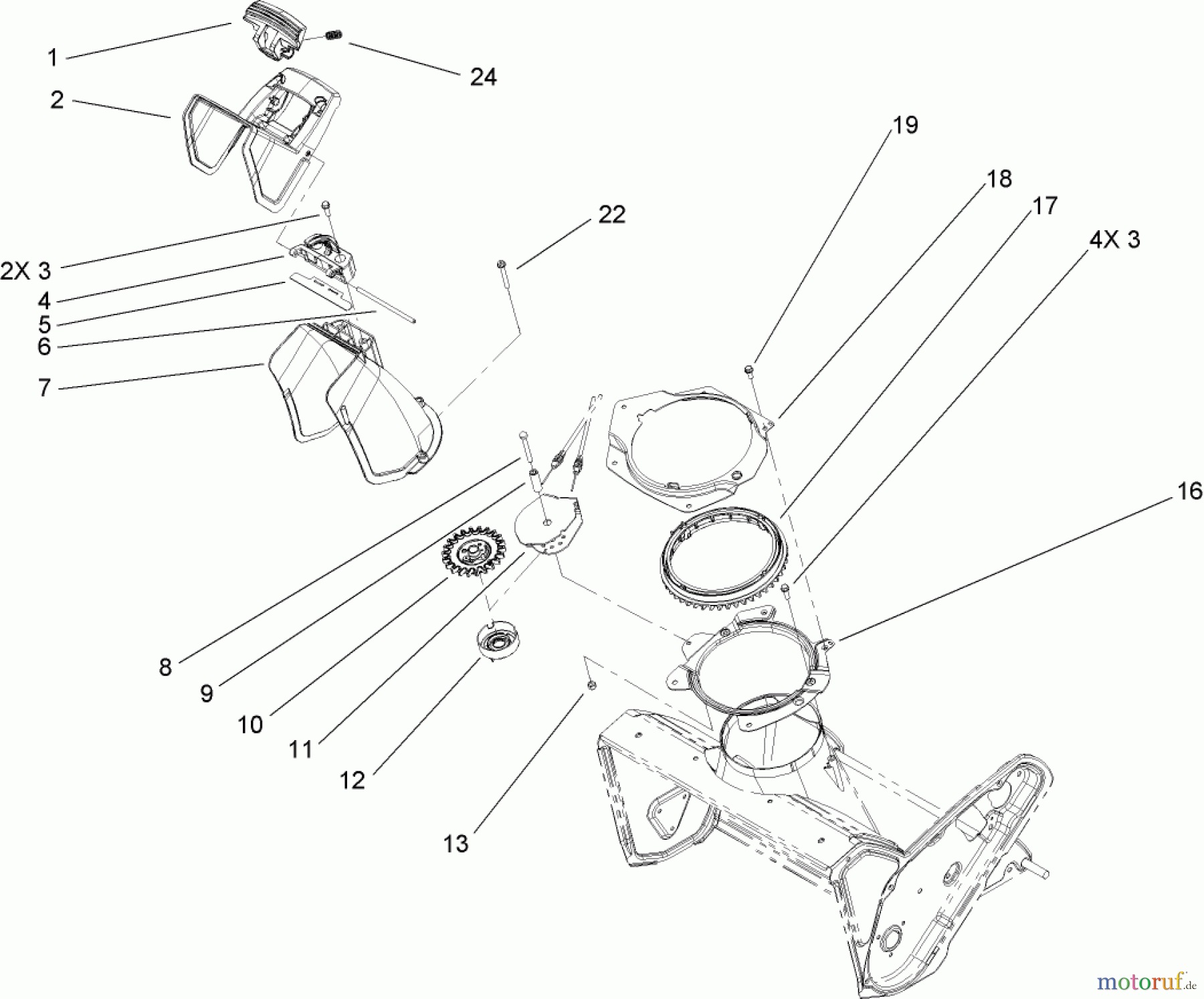  Toro Neu Snow Blowers/Snow Throwers Seite 1 38584 - Toro Power Clear Snowthrower, 2008 (280000001-280999999) CHUTE ASSEMBLY