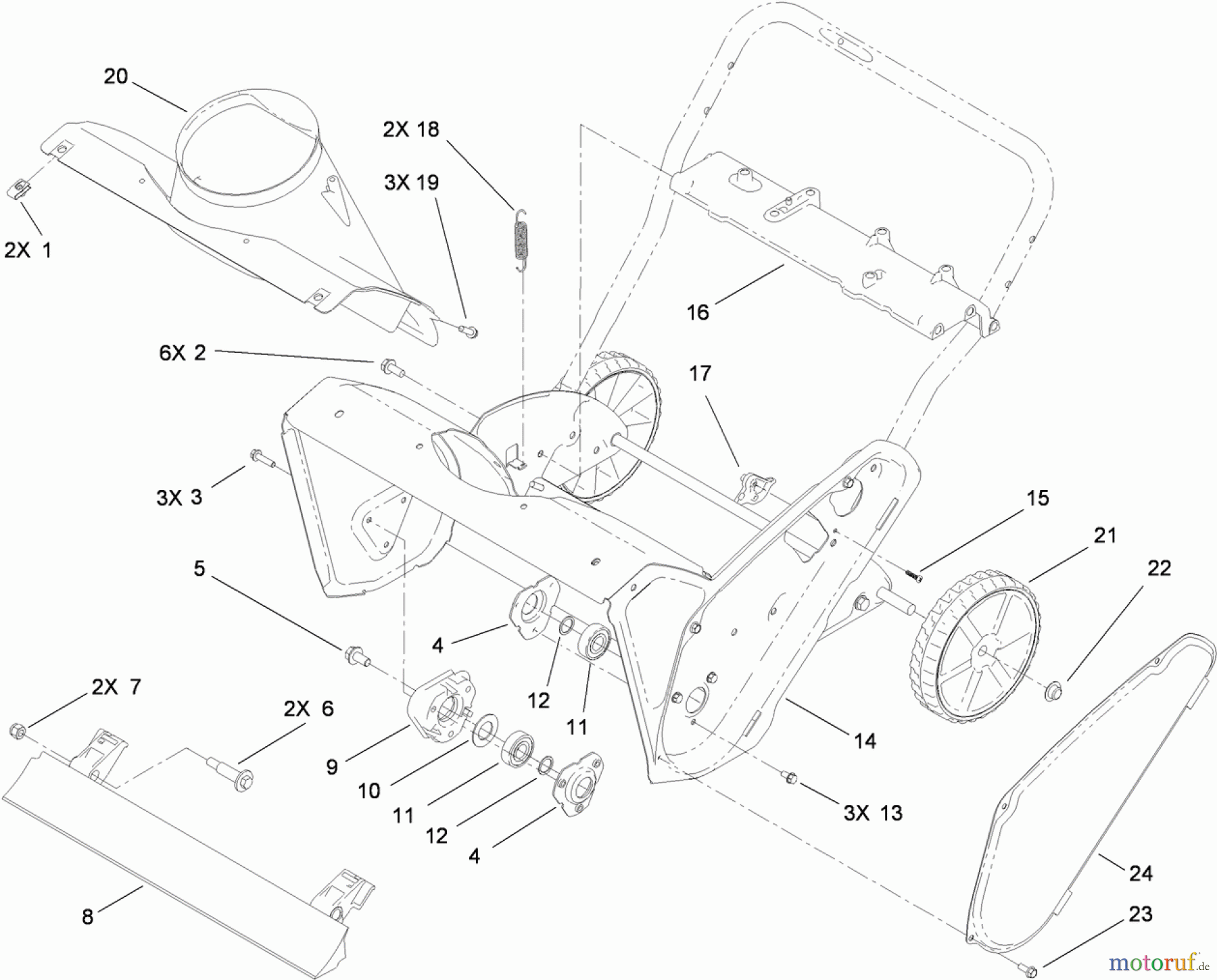  Toro Neu Snow Blowers/Snow Throwers Seite 1 38587 - Toro Power Clear Snowthrower, 2011 (311000001-311020000) MAIN FRAME ASSEMBLY