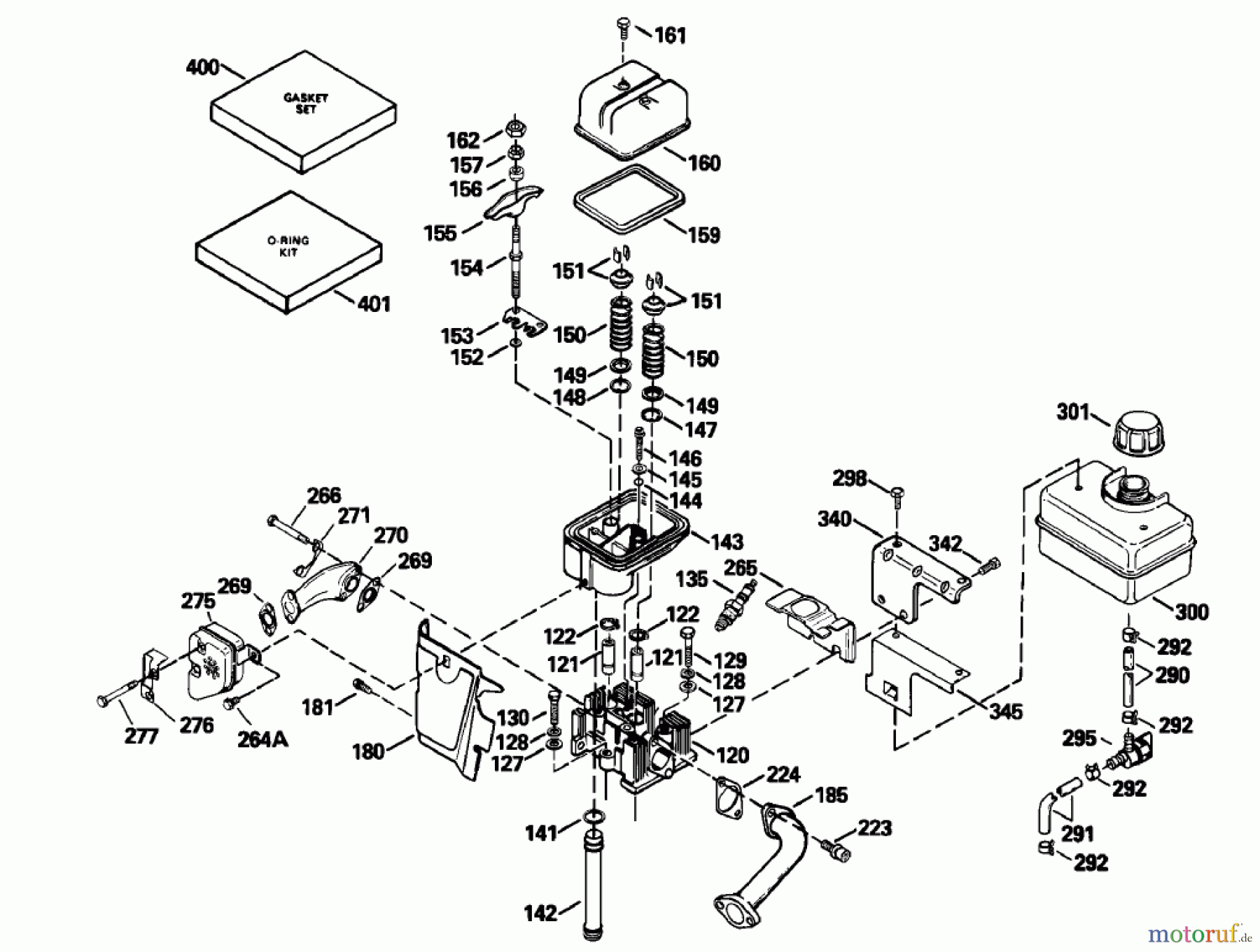  Toro Neu Snow Blowers/Snow Throwers Seite 1 38590 (1232) - Toro 1232 Power Shift Snowthrower, 1997 (7900001-7999999) ENGINE ASSEMBLIES OHSK 120-222023F AND OHSK 120-222024F