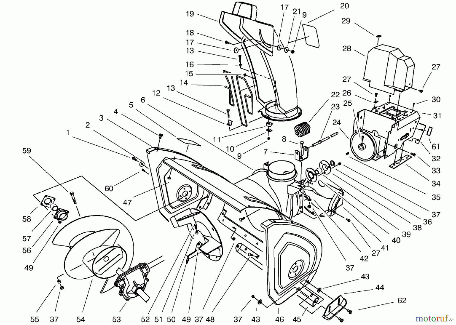  Toro Neu Snow Blowers/Snow Throwers Seite 1 38590 (1232) - Toro 1232 Power Shift Snowthrower, 1997 (7900001-7999999) HOUSING ASSEMBLY