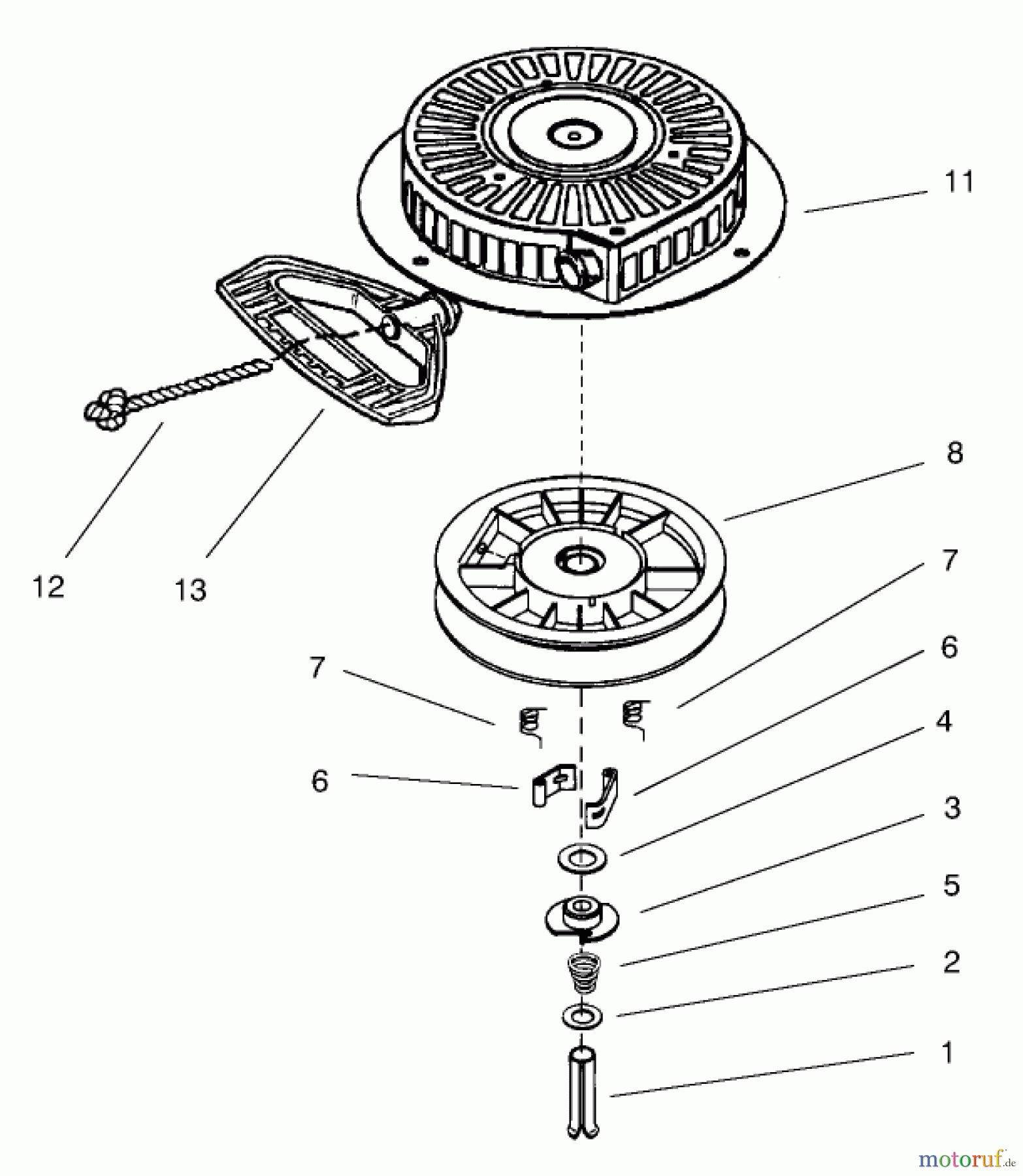  Toro Neu Snow Blowers/Snow Throwers Seite 1 38590 (1232) - Toro 1232 Power Shift Snowthrower, 1998 (8900001-8999999) RECOIL STARTER NO. 590749 (OPTIONAL)