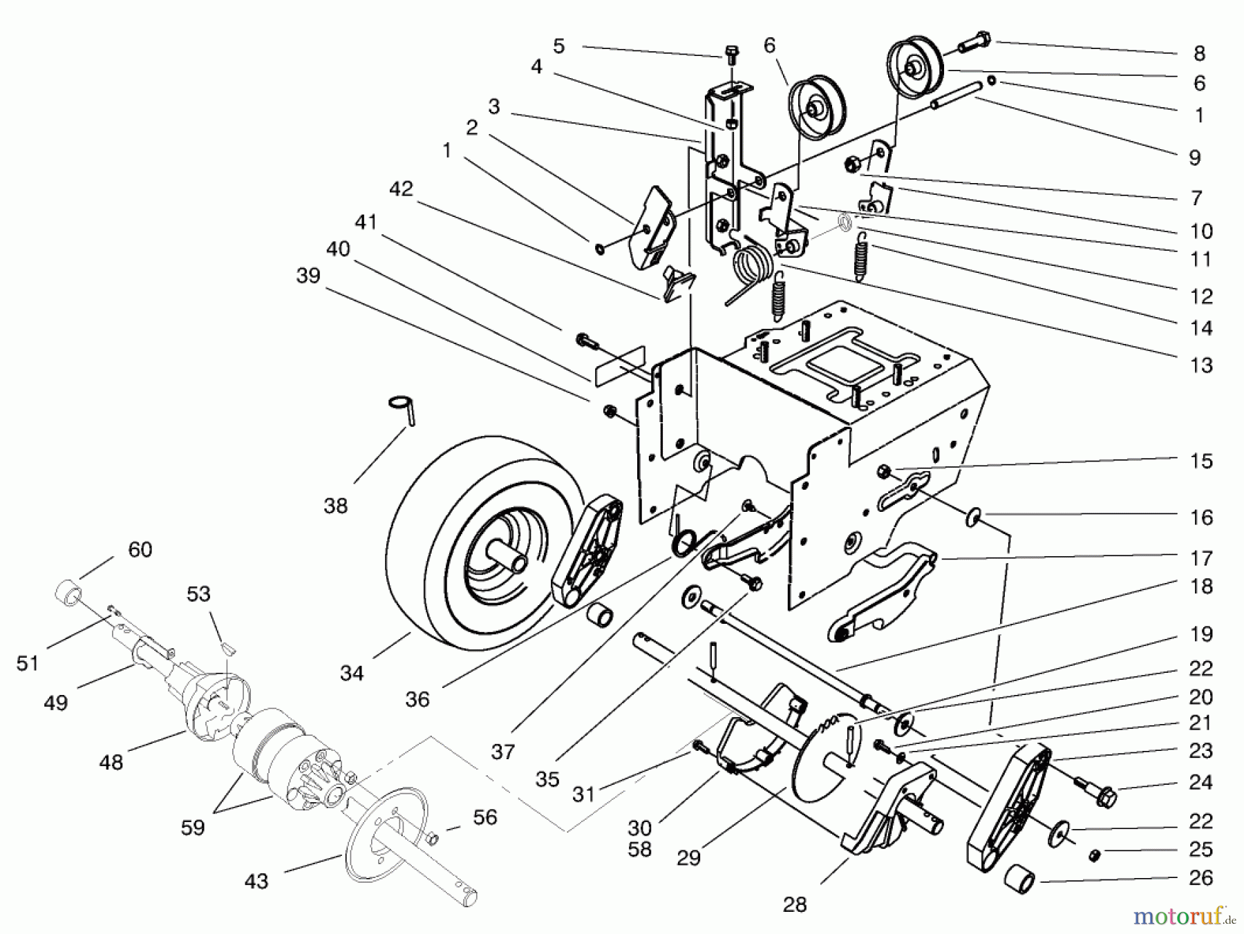  Toro Neu Snow Blowers/Snow Throwers Seite 1 38591 (1232) - Toro 1232 Power Shift Snowthrower, 1998 (8900001-8999999) TRANSMISSION DRIVE ASSEMBLY