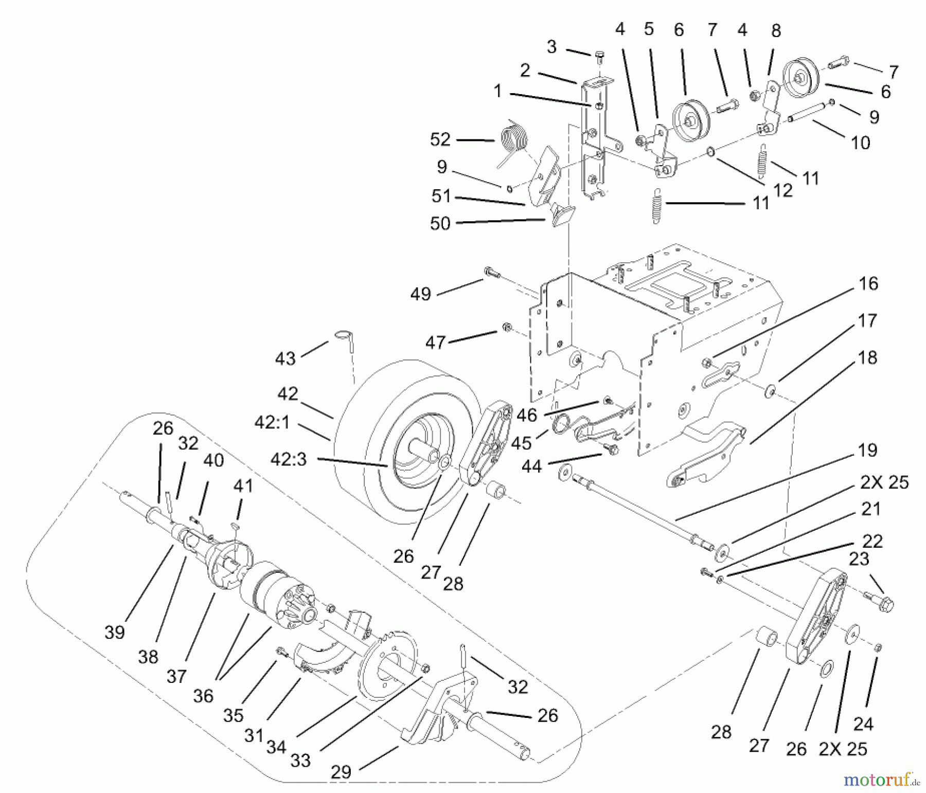  Toro Neu Snow Blowers/Snow Throwers Seite 1 38592 (1332) - Toro 1332 Power Shift Snowthrower, 2004 (240000001-240999999) LOWER TRACTION ASSEMBLY