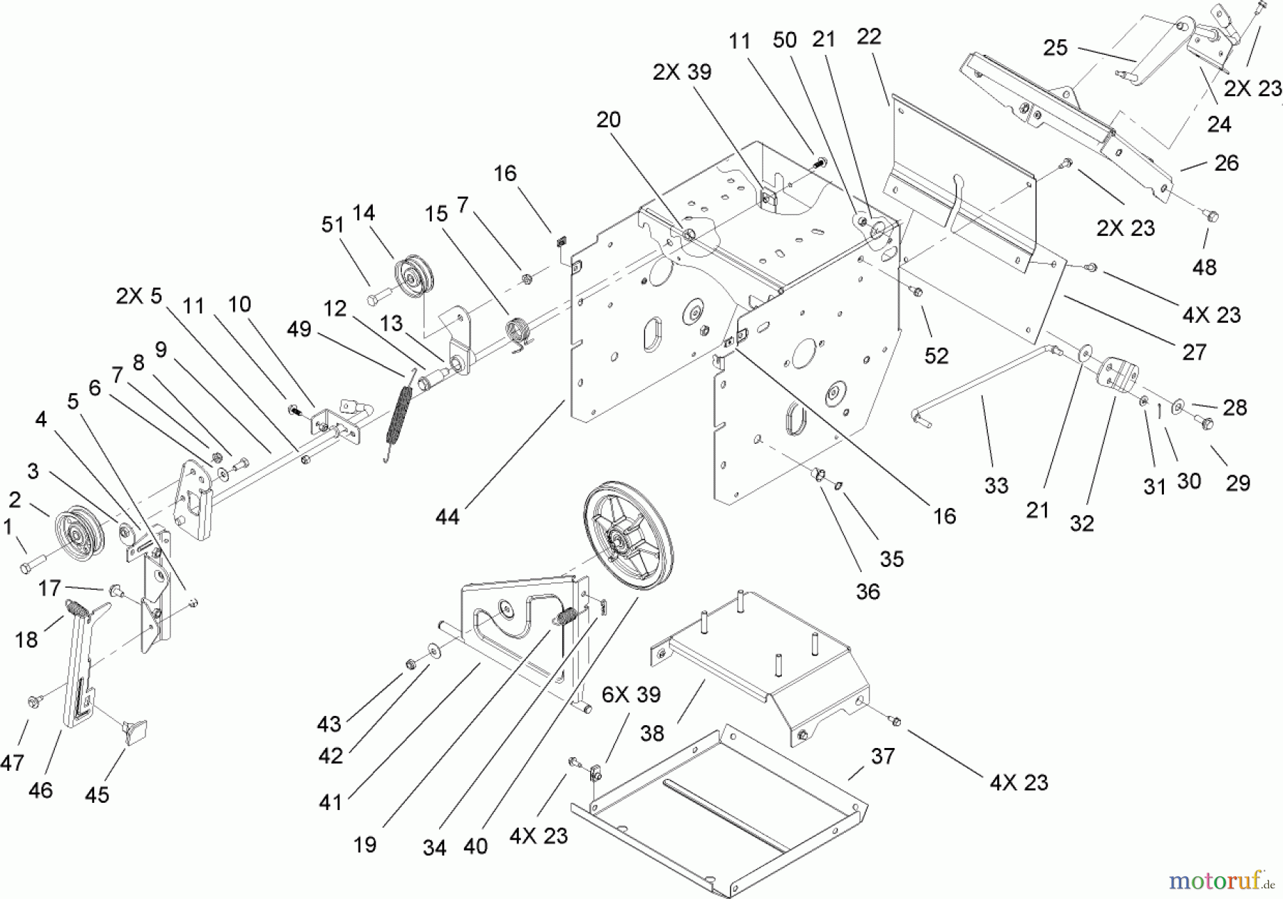  Toro Neu Snow Blowers/Snow Throwers Seite 1 38597 (6000) - Toro Power Max 6000 Snowthrower, 2008 (280000001-280999999) FRAME ASSEMBLY