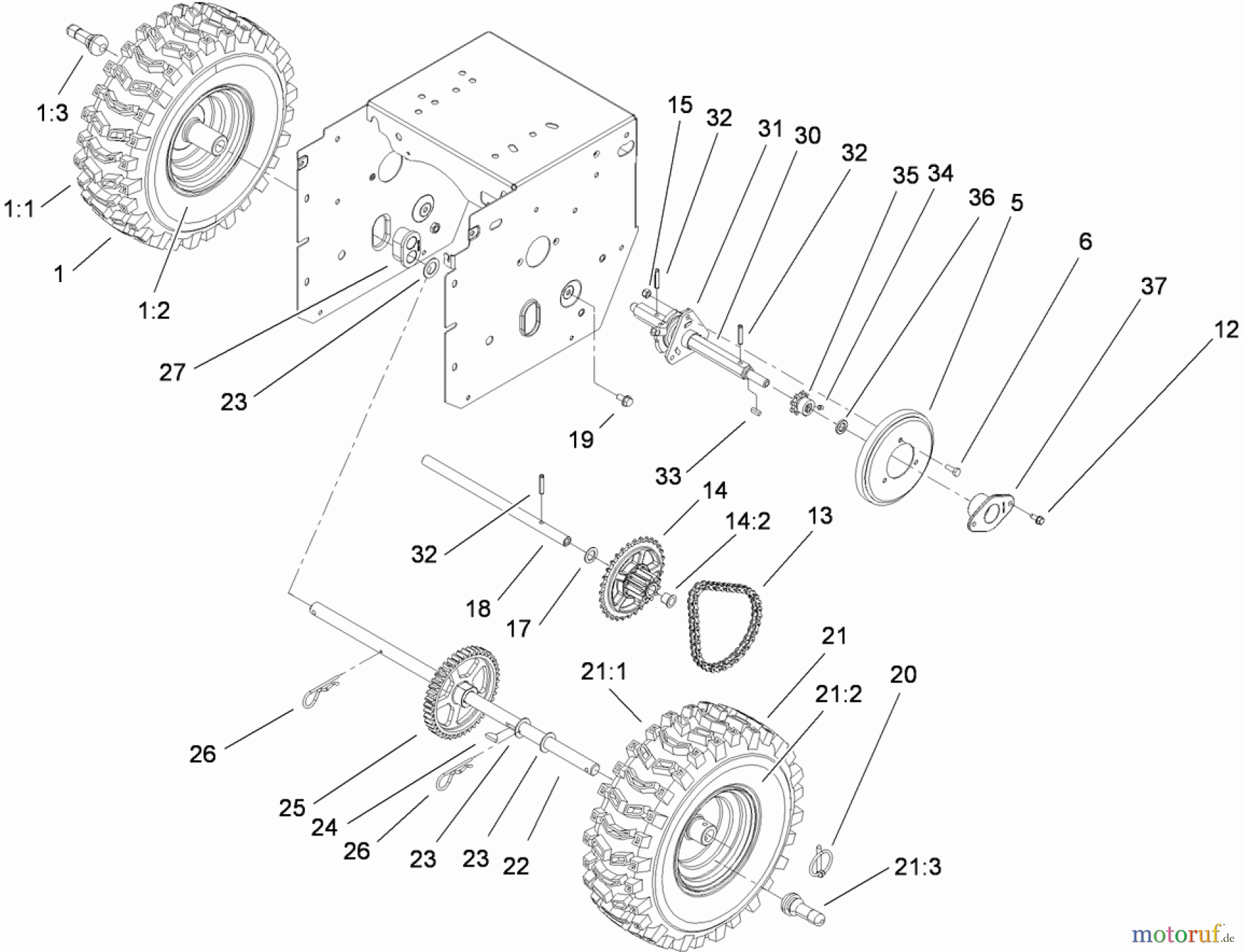  Toro Neu Snow Blowers/Snow Throwers Seite 1 38597 (826 O) - Toro Power Max 826 O Snowthrower, 2010 (310000001-310999999) CHAIN DRIVE ASSEMBLY