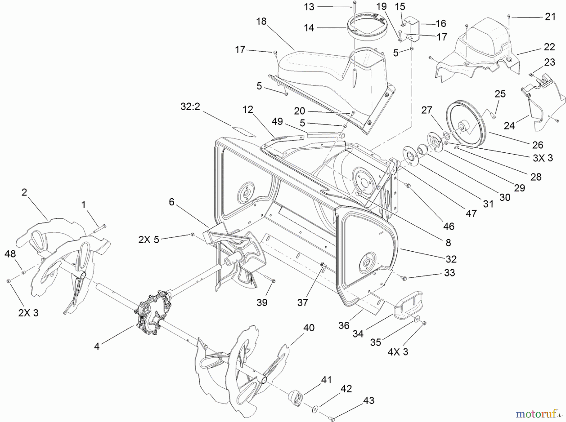  Toro Neu Snow Blowers/Snow Throwers Seite 1 38597 (826 O) - Toro Power Max 826 O Snowthrower, 2012 (312000001-312999999) AUGER AND HOUSING ASSEMBLY