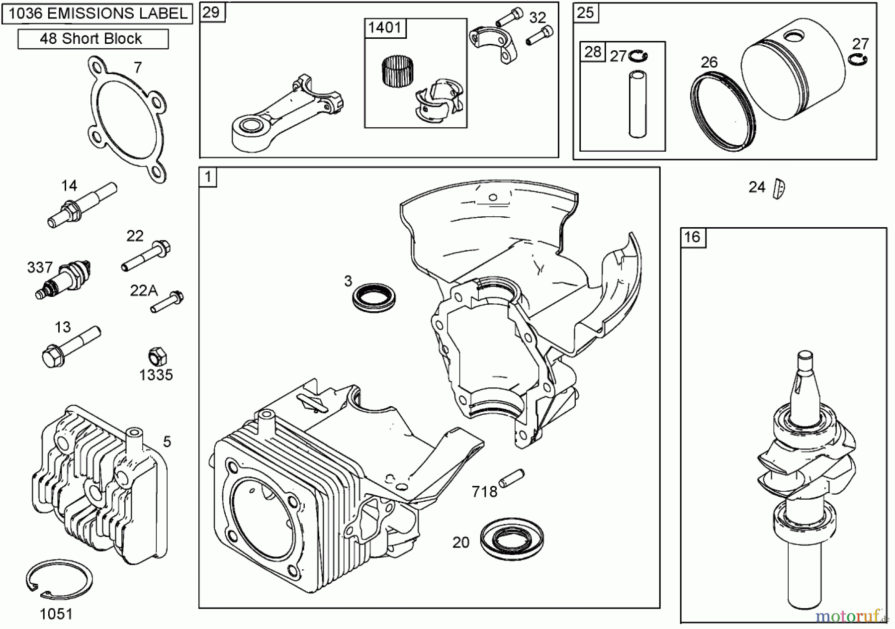  Toro Neu Snow Blowers/Snow Throwers Seite 2 38603 - Toro Snow Commander Snowthrower, 2002 (220000001-220999999) CRANKCASE, CRANKSHAFT, CYLINDER HEAD, AND CONNECTING ROD ASSEMBLIES BRIGGS AND STRATTON 084332-0130-E1