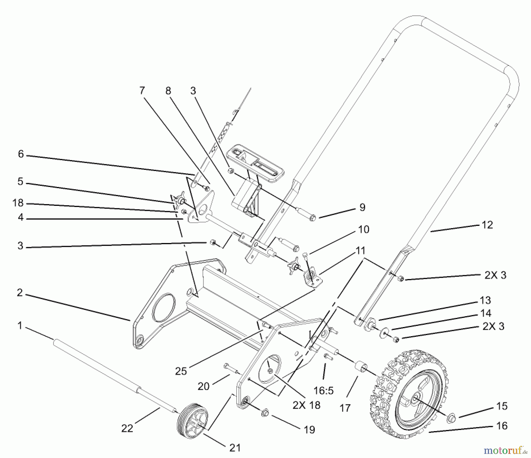  Toro Neu Snow Blowers/Snow Throwers Seite 1 38600 - Toro Snow Commander Snowthrower, 2005 (250000001-250999999) LOWER HANDLE ASSEMBLY