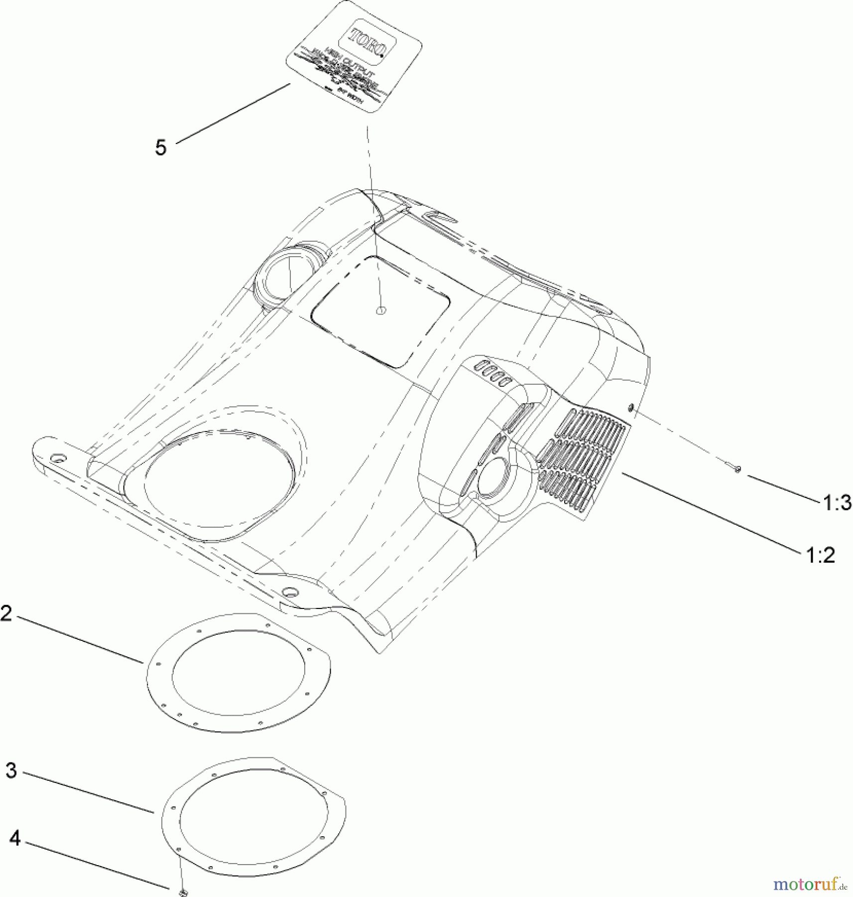  Toro Neu Snow Blowers/Snow Throwers Seite 1 38600 - Toro Snow Commander Snowthrower, 2007 (270000001-270999999) RECOIL UPPER SHROUD ASSEMBLY NO. 108-5099