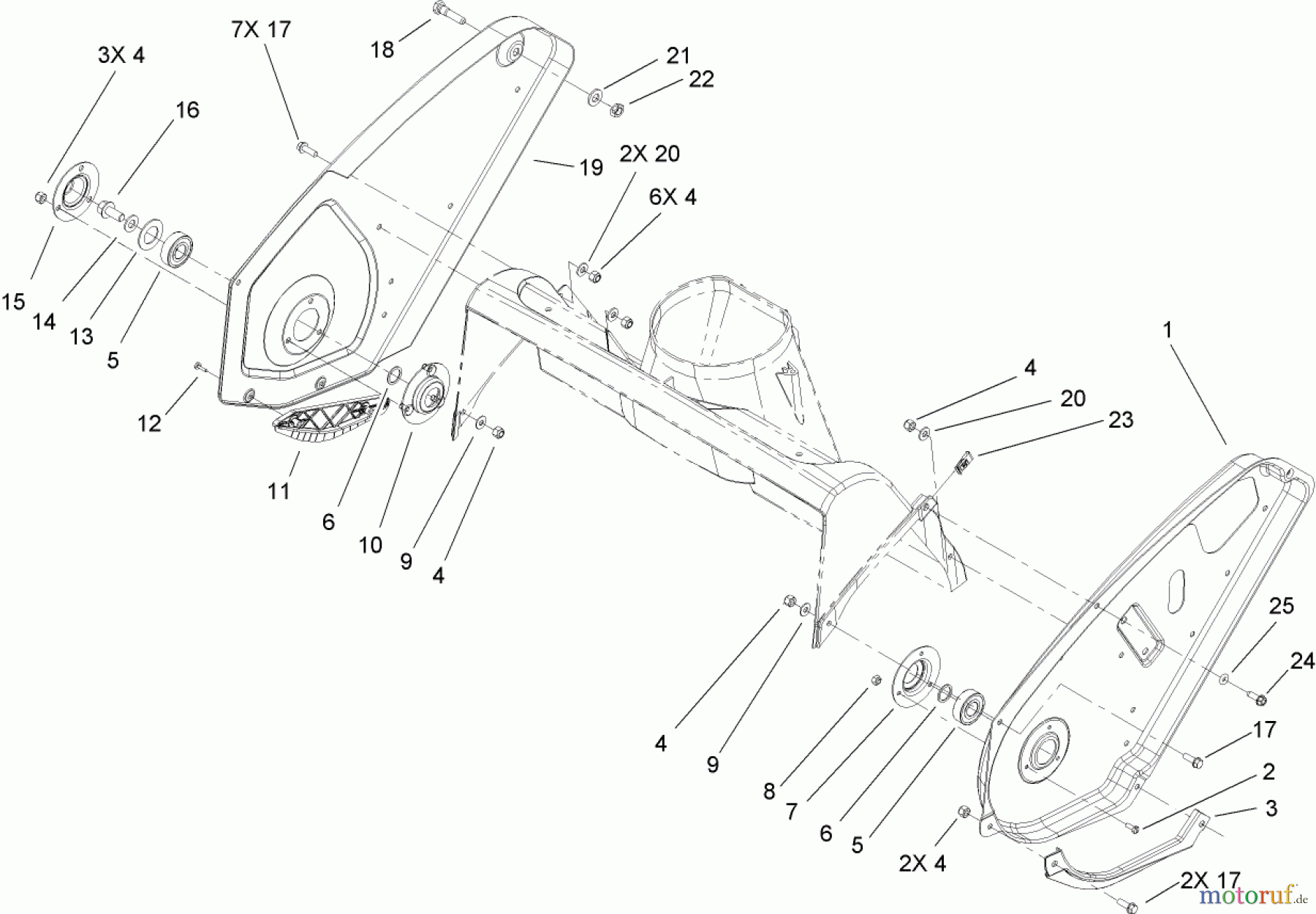  Toro Neu Snow Blowers/Snow Throwers Seite 1 38600 - Toro Snow Commander Snowthrower, 2008 (280000001-280999999) UPPER HOUSING AND SIDE PLATE ASSEMBLY