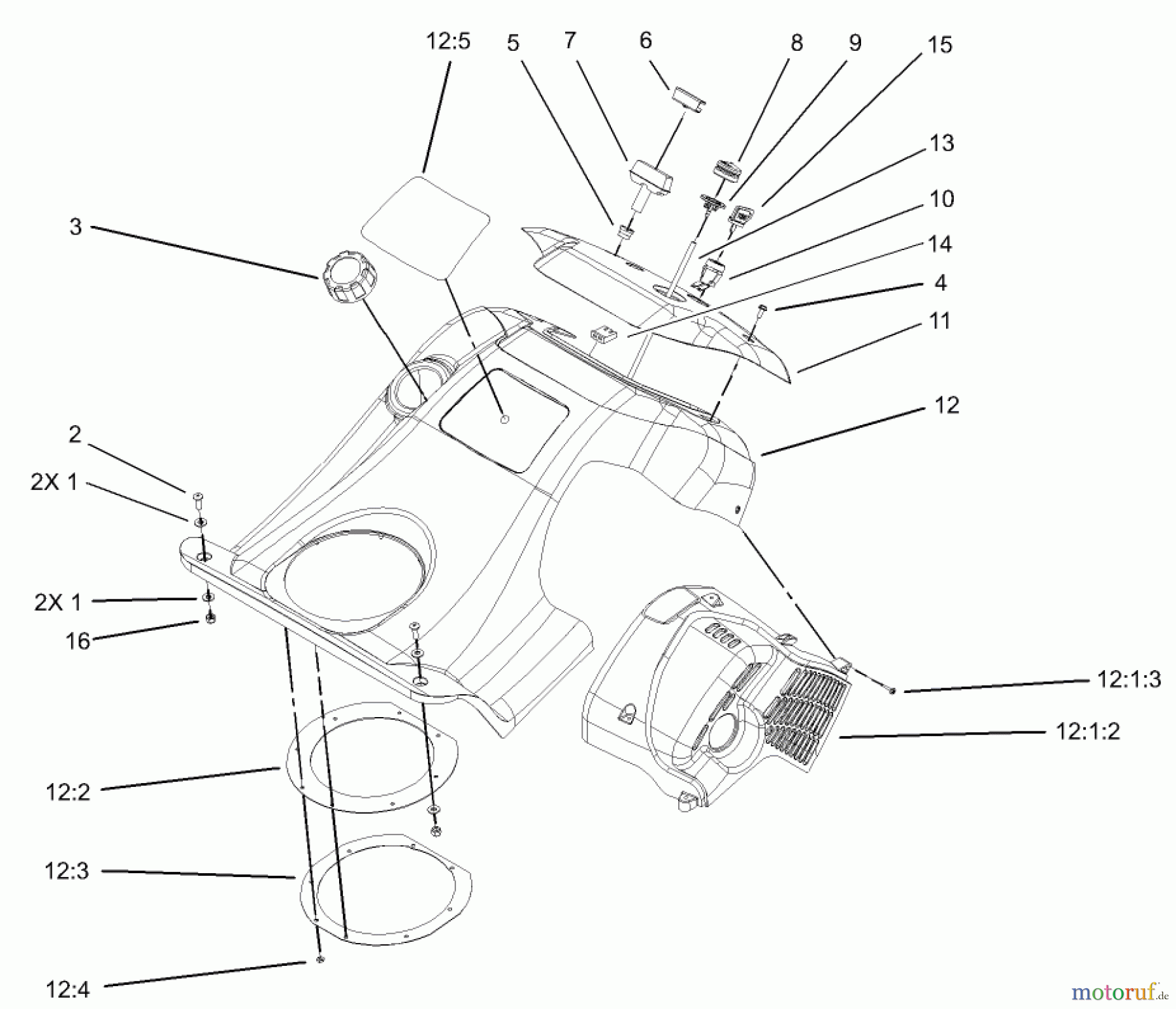  Toro Neu Snow Blowers/Snow Throwers Seite 1 38601 - Toro Snow Commander Snowthrower, 2005 (250000001-250999999) UPPER SHROUD AND CONTROL PANEL ASSEMBLY