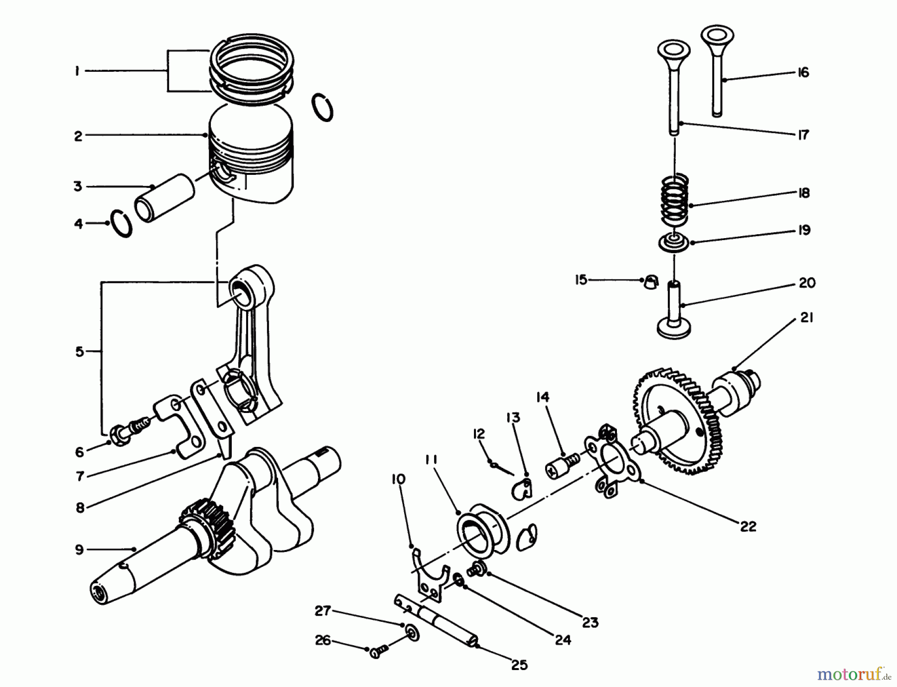  Toro Neu Generators 62005 (T500) - Toro Generator, T500, 1985 (5000001-5999999) CRANKSHAFT & CAMSHAFT ASSEMBLY