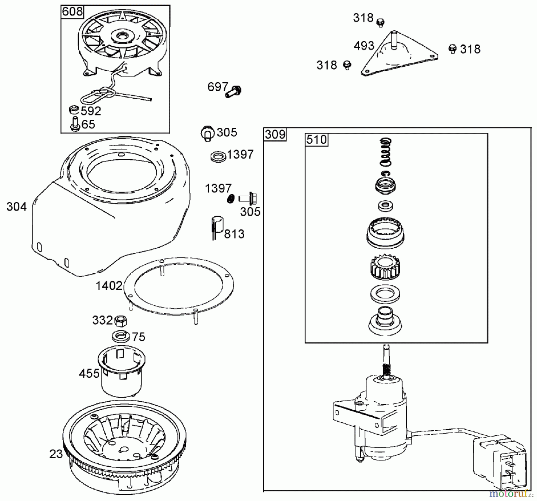  Toro Neu Snow Blowers/Snow Throwers Seite 2 38611 (726 TE) - Toro Power Max 726 TE Snowthrower, 2005 (250000001-250999999) FLYWHEEL, BLOWER HOUSING, AND STARTER ASSEMBLIES BRIGGS AND STRATTON