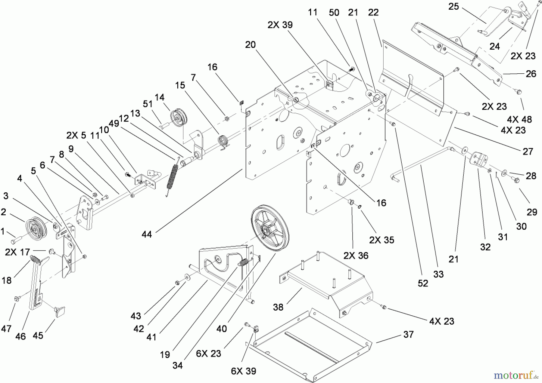  Toro Neu Snow Blowers/Snow Throwers Seite 2 38614 (726 OE) - Toro Power Max 726 OE Snowthrower, 2011 (311000001-311999999) FRAME ASSEMBLY