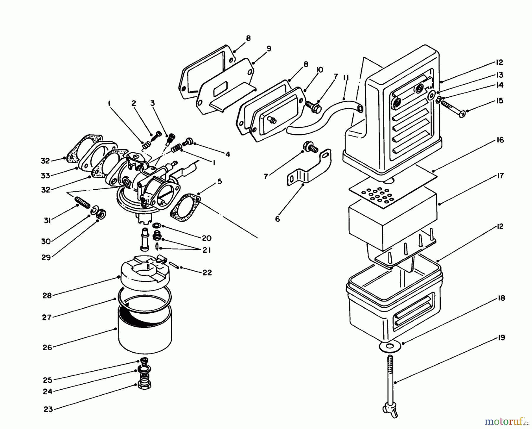  Toro Neu Generators 62012 (T1200) - Toro Generator, T1200, 1983 (3000001-3999999) AIR CLEANER & CARBURETOR ASSEMBLY