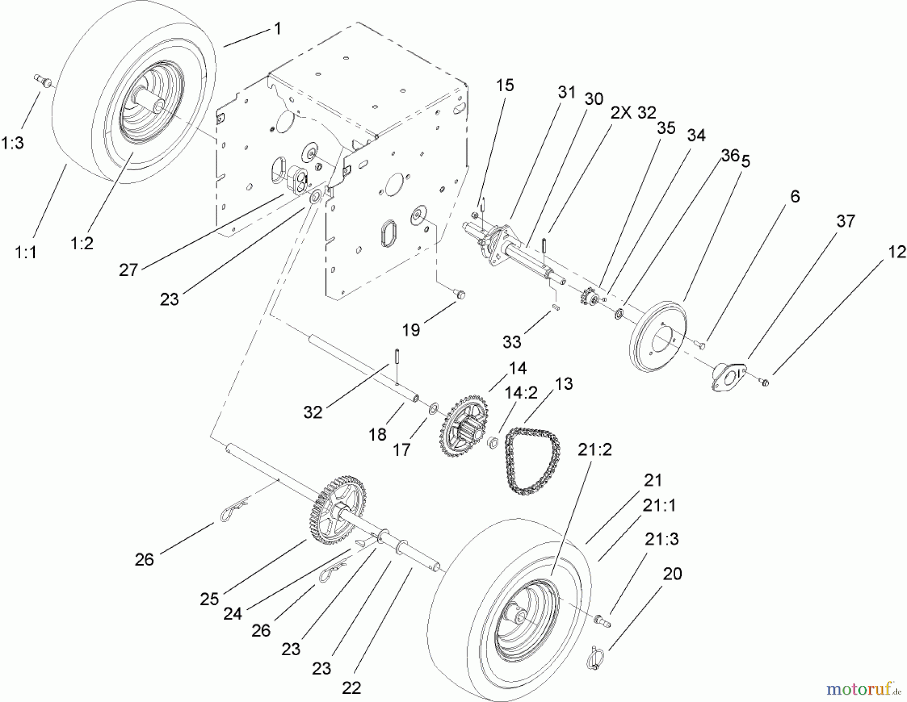  Toro Neu Snow Blowers/Snow Throwers Seite 2 38635 (828 LE) - Toro Power Max 828 LE Snowthrower, 2007 (270000001-270999999) CHAIN DRIVE ASSEMBLY