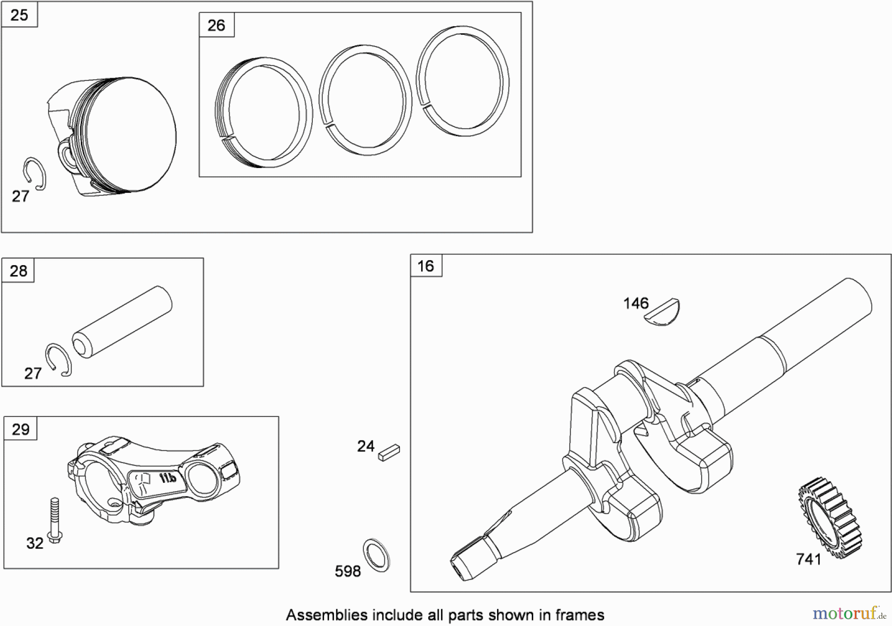  Toro Neu Snow Blowers/Snow Throwers Seite 2 38637C (828 OXE) - Toro Power Max 828 OXE Snowthrower, 2009 (290000001-290999999) CRANKSHAFT, PISTON, RING AND CONNECTING ROD ASSEMBLY BRIGGS AND STRATTON 15D104-0113-E8