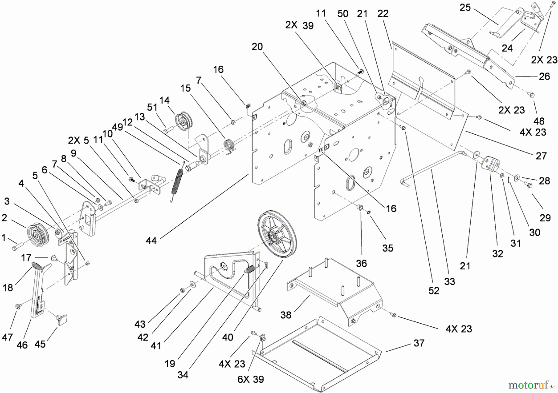  Toro Neu Snow Blowers/Snow Throwers Seite 2 38637C (828 OXE) - Toro Power Max 828 OXE Snowthrower, 2009 (290000001-290999999) FRAME ASSEMBLY