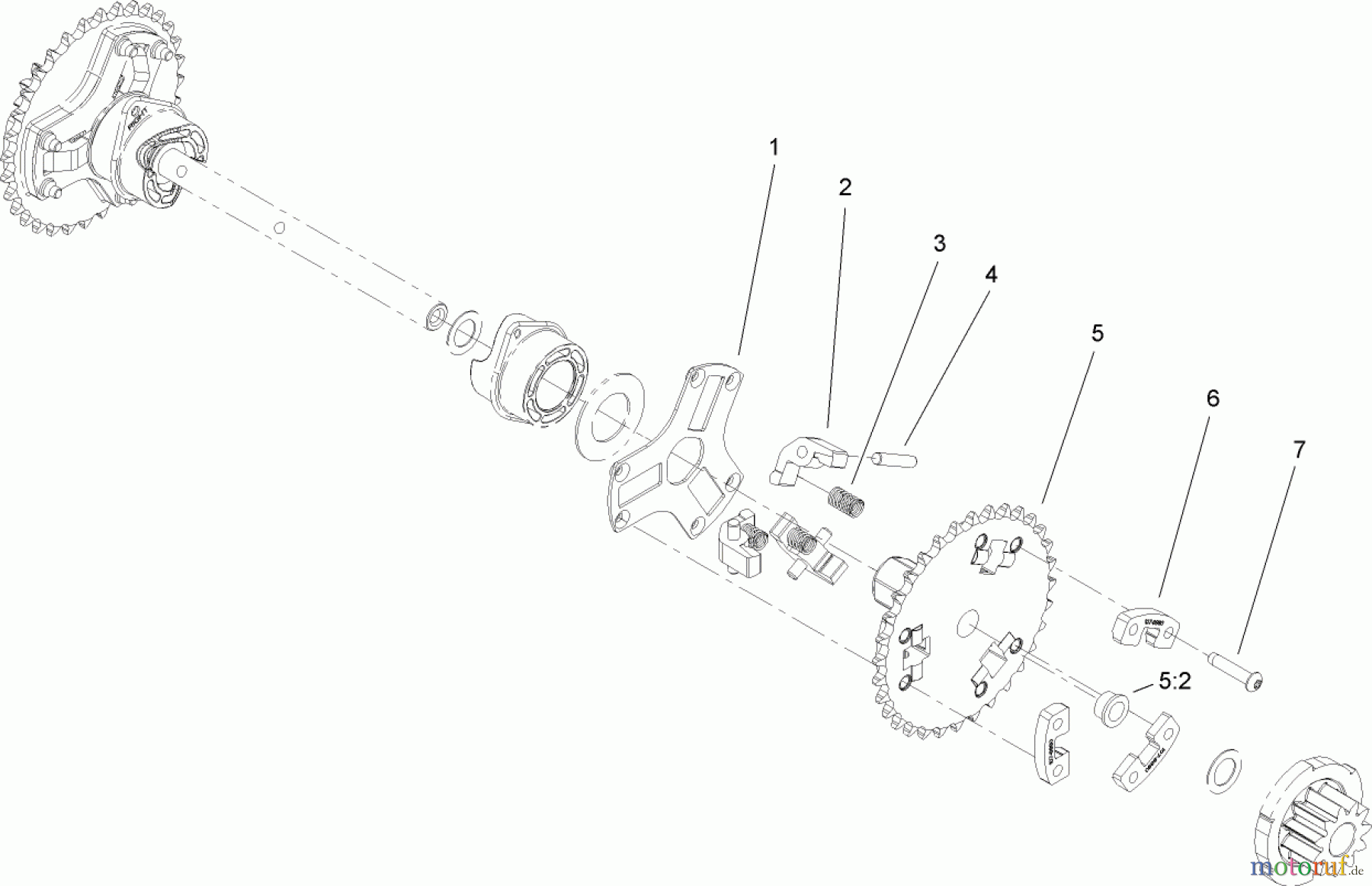  Toro Neu Snow Blowers/Snow Throwers Seite 2 38640 (1028 LXE) - Toro Power Max 1028 LXE Snowthrower, 2009 (290000001-290999999) WHEEL CLUTCH SPROCKET ASSEMBLY