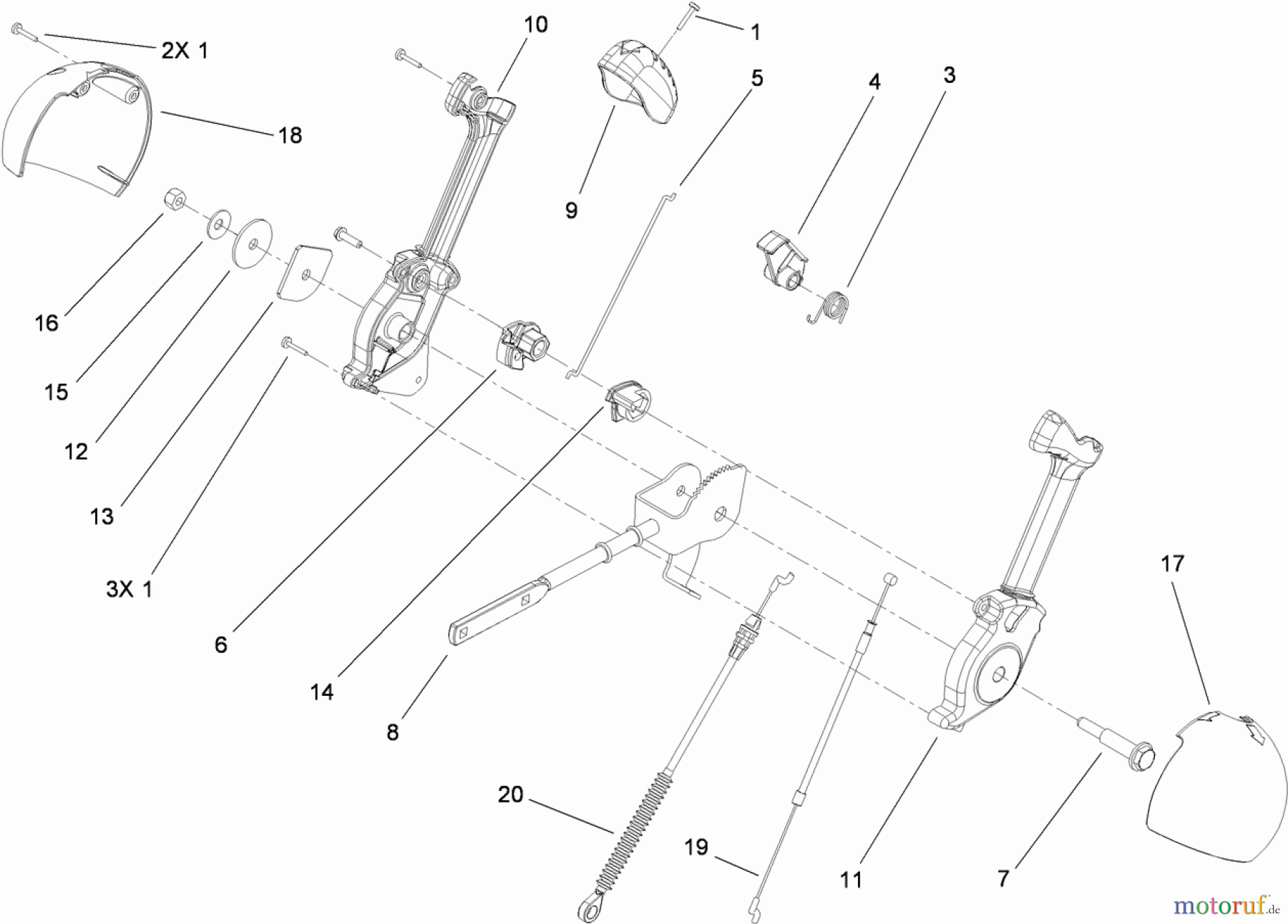  Toro Neu Snow Blowers/Snow Throwers Seite 2 38654 (1128 OXE) - Toro Power Max 1128 OXE Snowthrower, 2011 (311000001-311999999) LEVER CHUTE CONTROL ASSEMBLY