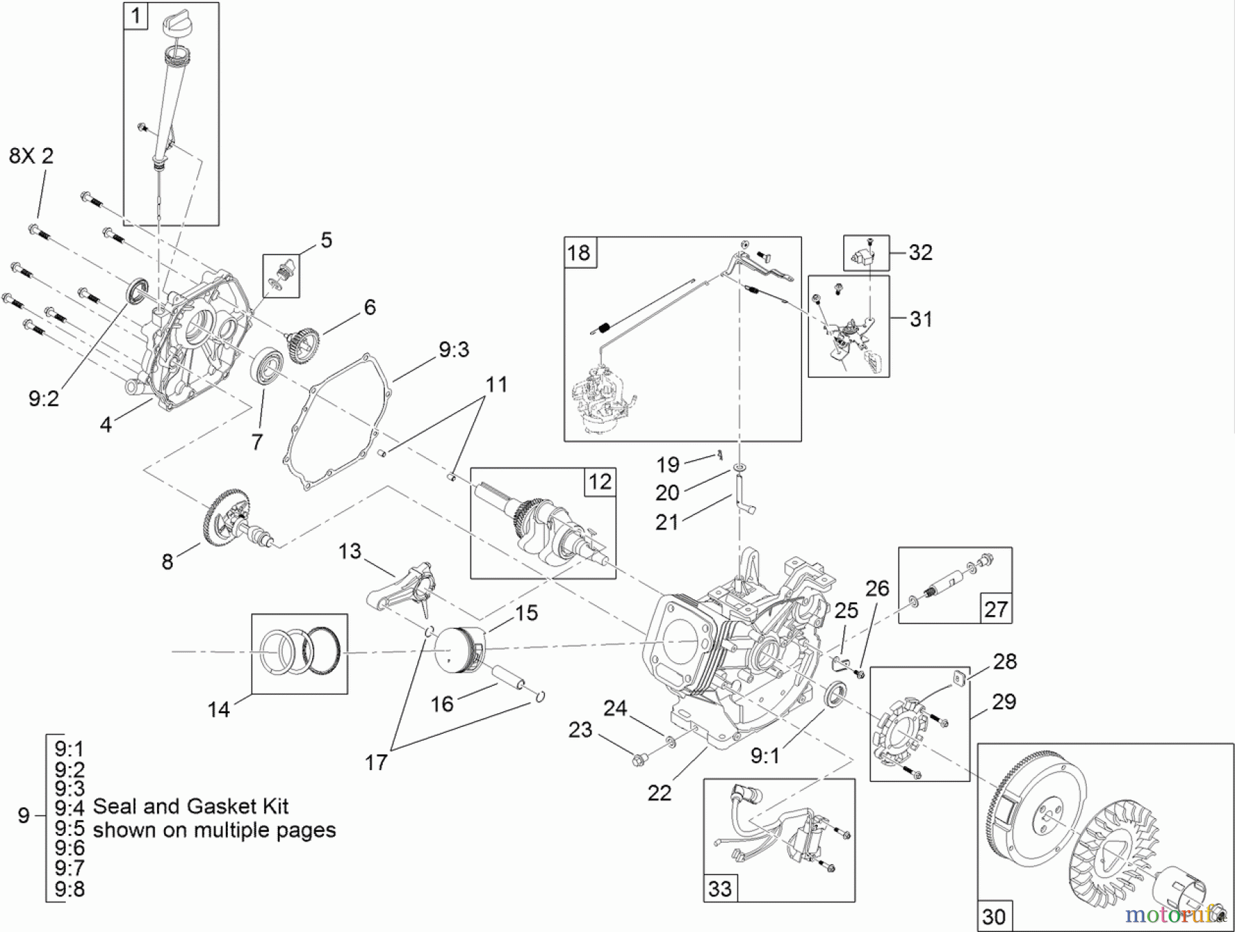  Toro Neu Snow Blowers/Snow Throwers Seite 2 38820 (926 OXE) - Toro Power Max Heavy Duty 926 OXE Snowthrower, 2013 (SN 313000001-313999999) CRANKCASE ENGINE ASSEMBLY