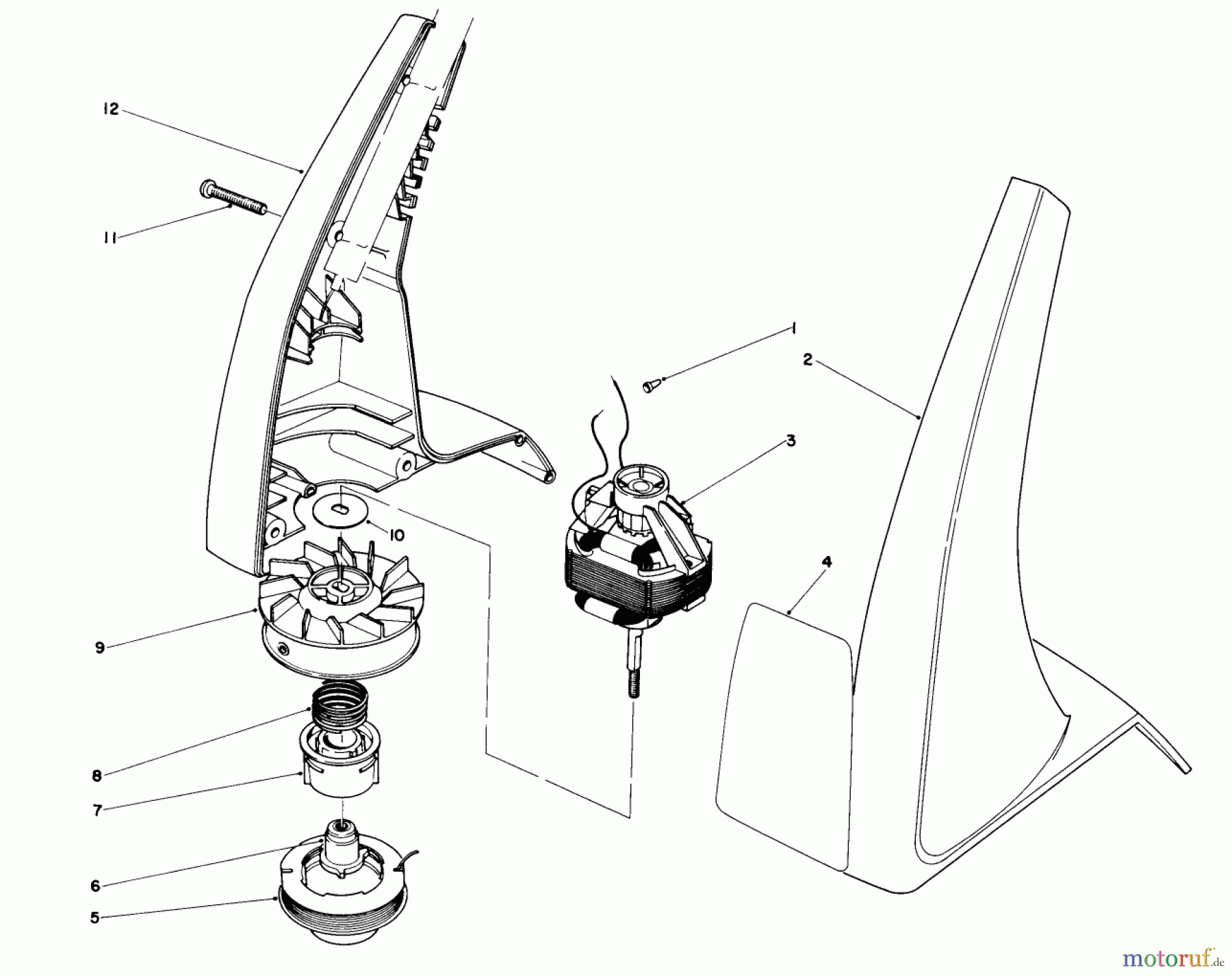  Toro Neu Trimmers, String/Brush 51236 (910) - Toro 910 Electric Trimmer, 1990 (0000001-0999999) MOTOR AND HOUSING ASSEMBLY