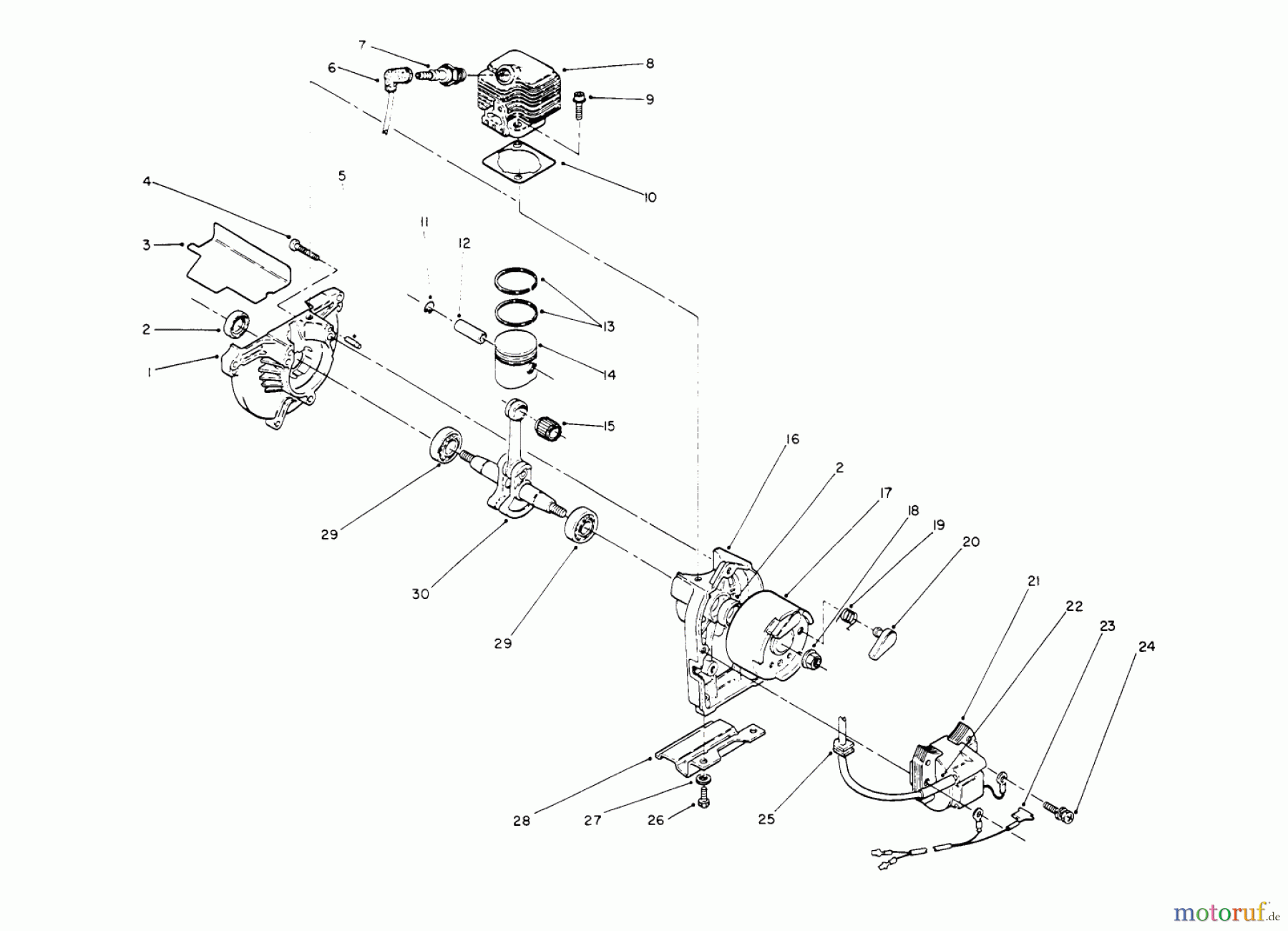  Toro Neu Trimmers, String/Brush 51655 (TC 3110) - Toro TC 3110 Gas Trimmer, 1991 (1000001-1999999) ENGINE ASSEMBLY #2