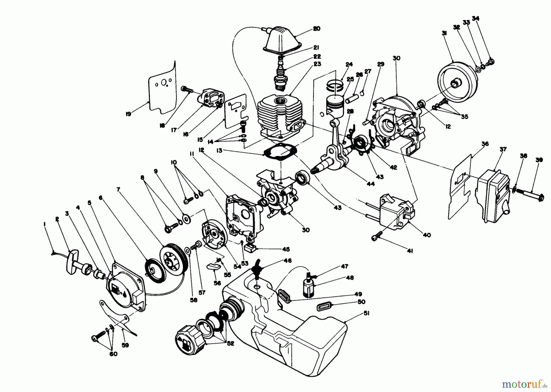  Laubbläser / Laubsauger 30935 - Toro 20cc Hand Held Blower (SN: 8000001 - 8999999) (1988) ENGINE ASSEMBLY