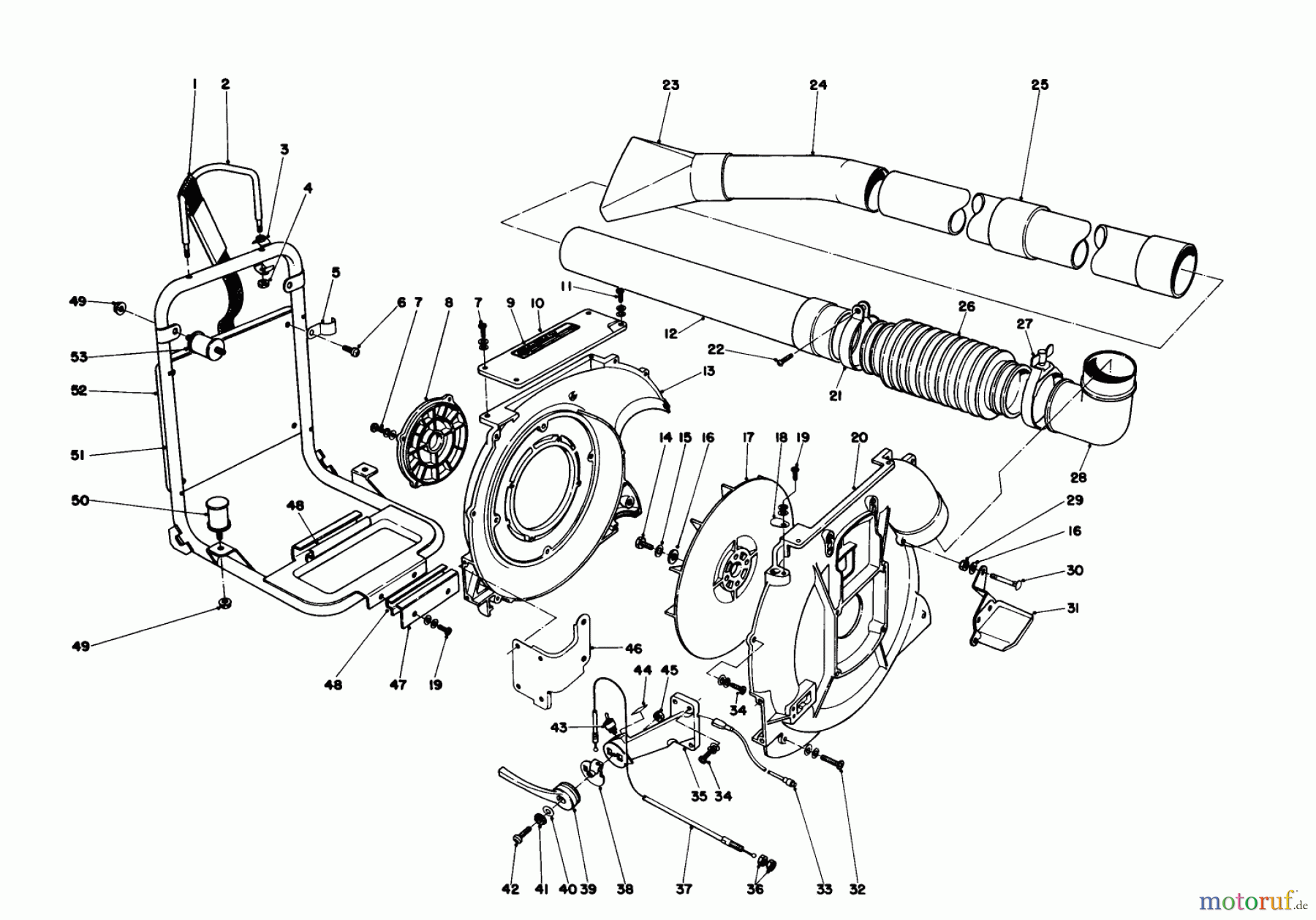  Laubbläser / Laubsauger 30940 - Toro 40cc Back Pack Blower (SN: 2000001 - 2999999) (1982) BACK PACK AND BLOWER HOUSING ASSEMBLY