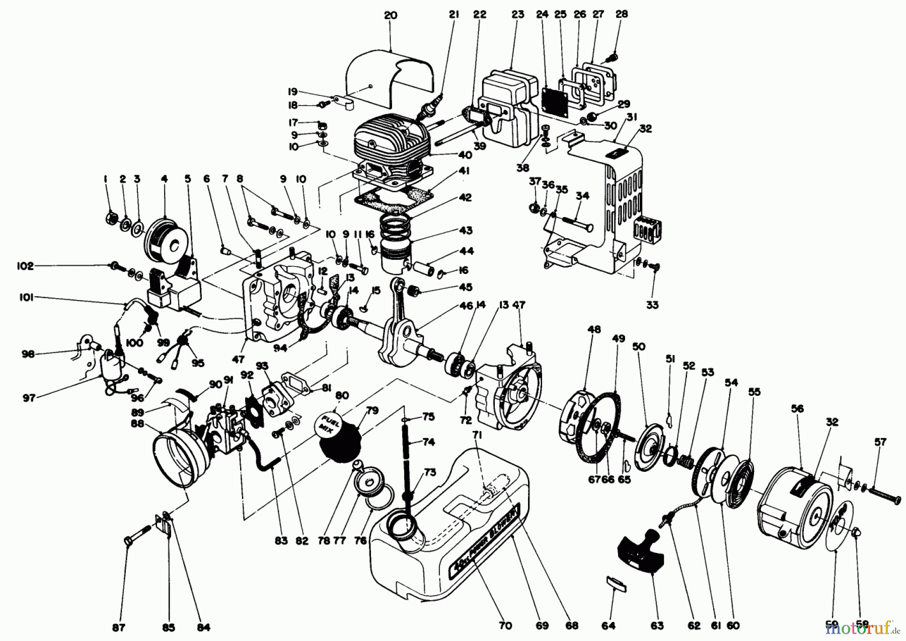  Laubbläser / Laubsauger 30940 - Toro 40cc Back Pack Blower (SN: 3000001 - 3999999) (1983) ENGINE ASSEMBLY