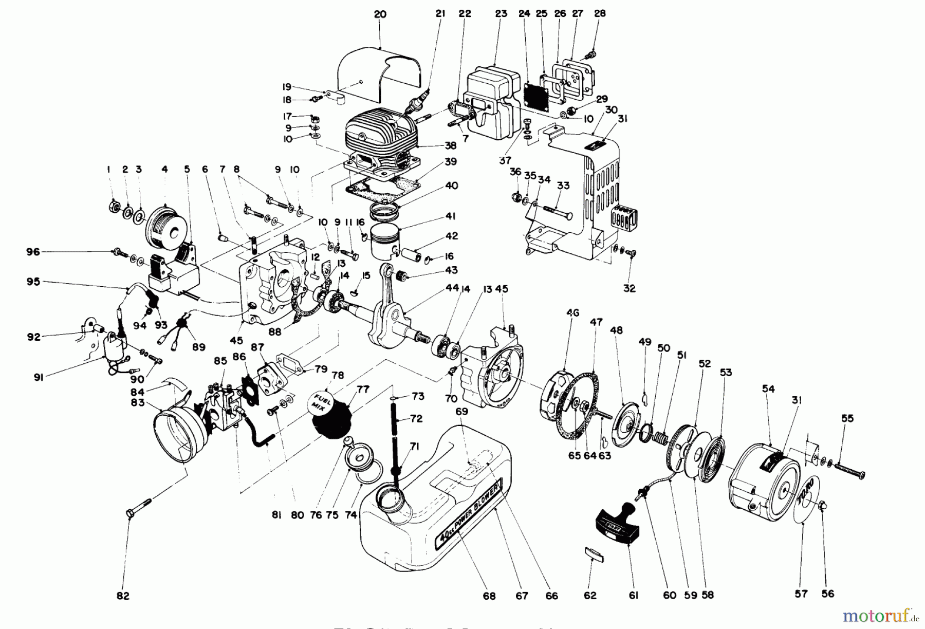  Laubbläser / Laubsauger 30940 - Toro 40cc Back Pack Blower (SN: 5000001 - 5999999) (1985) ENGINE ASSEMBLY