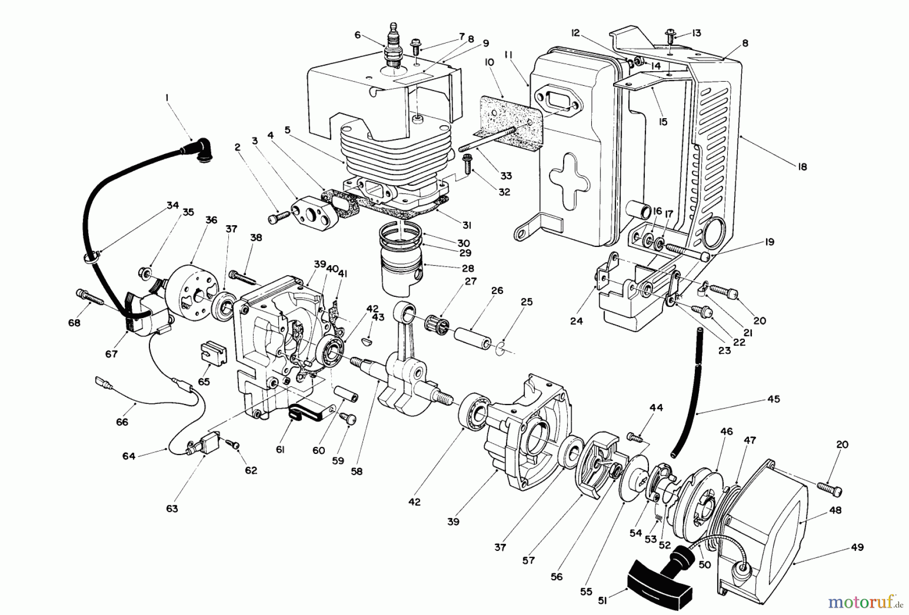  Laubbläser / Laubsauger 30941 - Toro 41cc Back Pack Blower (SN: 6000001 - 6002183) (1986) ENGINE & MUFFLER ASSEMBLY