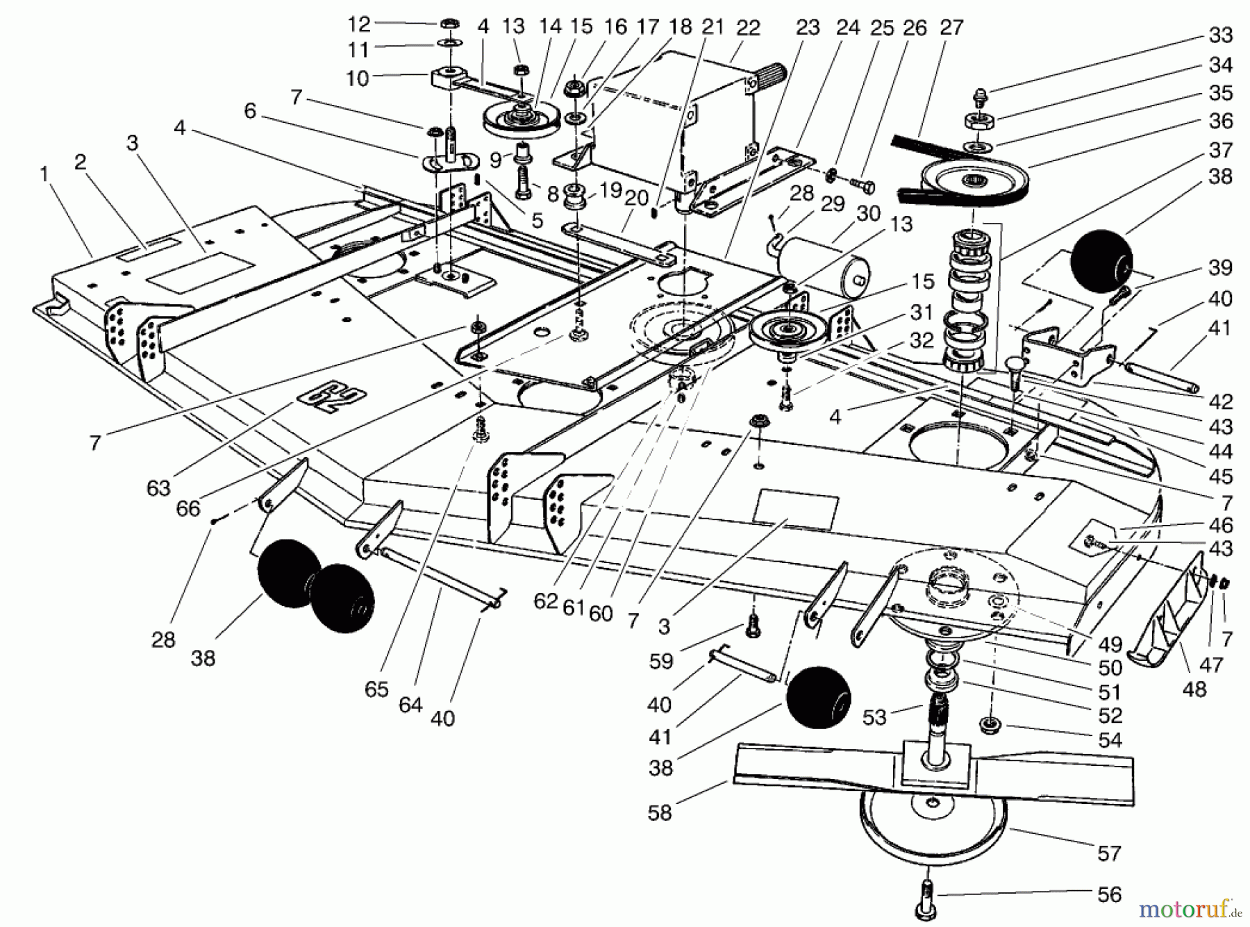  Mähdecks 30564TE - Toro 158cm Side Discharge Mower (SN: 80000001 - 89999999) (1998) DECK ASSEMBLY