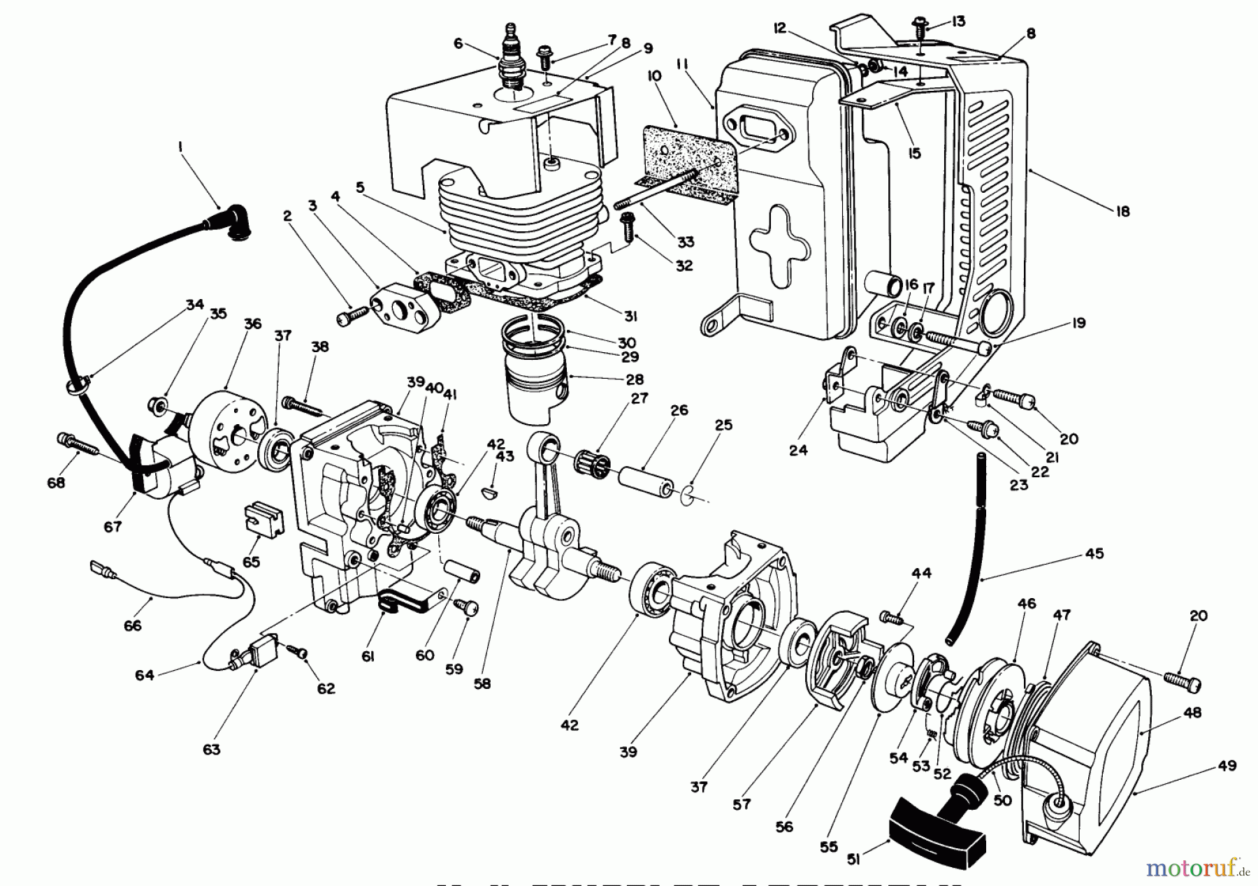  Laubbläser / Laubsauger 30941 - Toro 41cc Back Pack Blower (SN: 9000001 - 9999999) (1989) ENGINE & MUFFLER ASSEMBLY