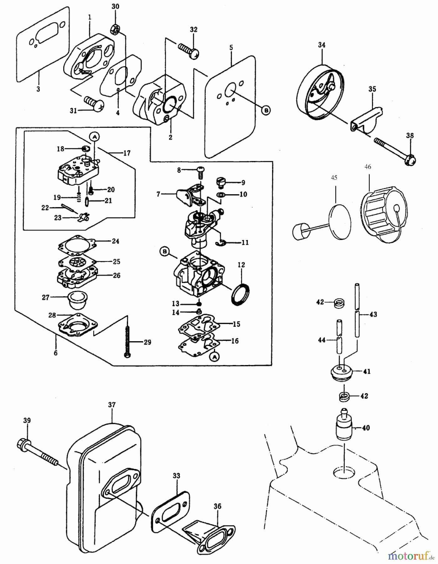  Laubbläser / Laubsauger 53047 - Toro BP 6900 Back Pack Blower (SN: 8900001 - 8999999) (1998) CARBURETOR ASSEMBLY