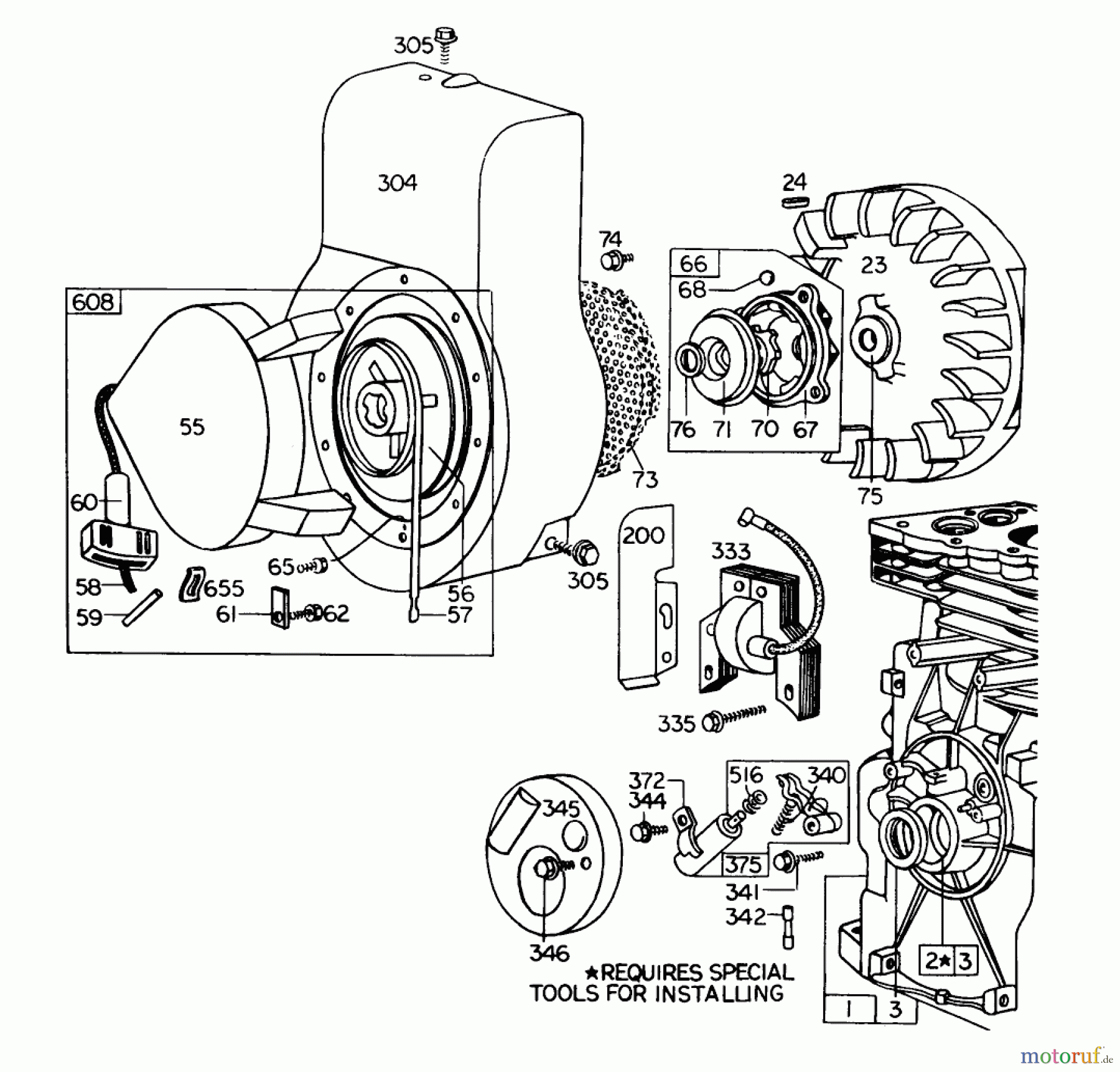  Laubbläser / Laubsauger 62900 - Toro 5 hp Lawn Vacuum (SN: 3000001 - 3999999) (1973) REWIND STARTER