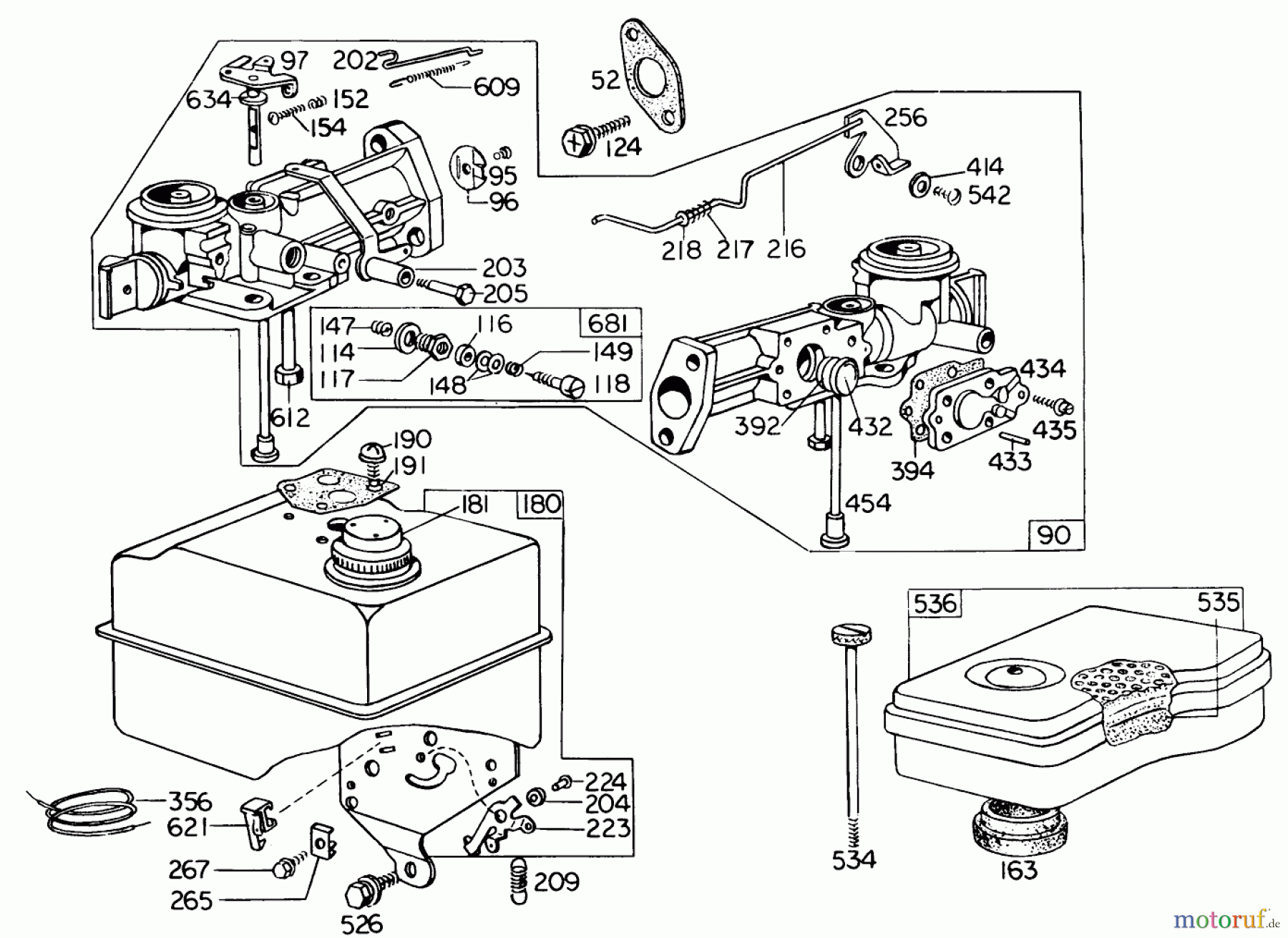  Laubbläser / Laubsauger 62911 - Toro 5 hp Lawn Vacuum (SN: 4000001 - 4999999) (1974) CARBURETOR ASSEMBLY