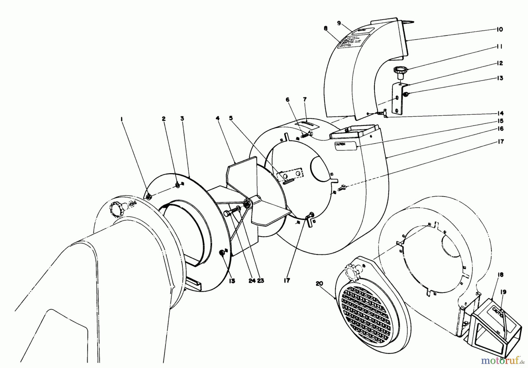  Laubbläser / Laubsauger 62912 - Toro 5 hp Lawn Vacuum (SN: 0000001 - 0999999) (1980) BLOWER ASSEMBLY (MODEL 62912 & 62923)