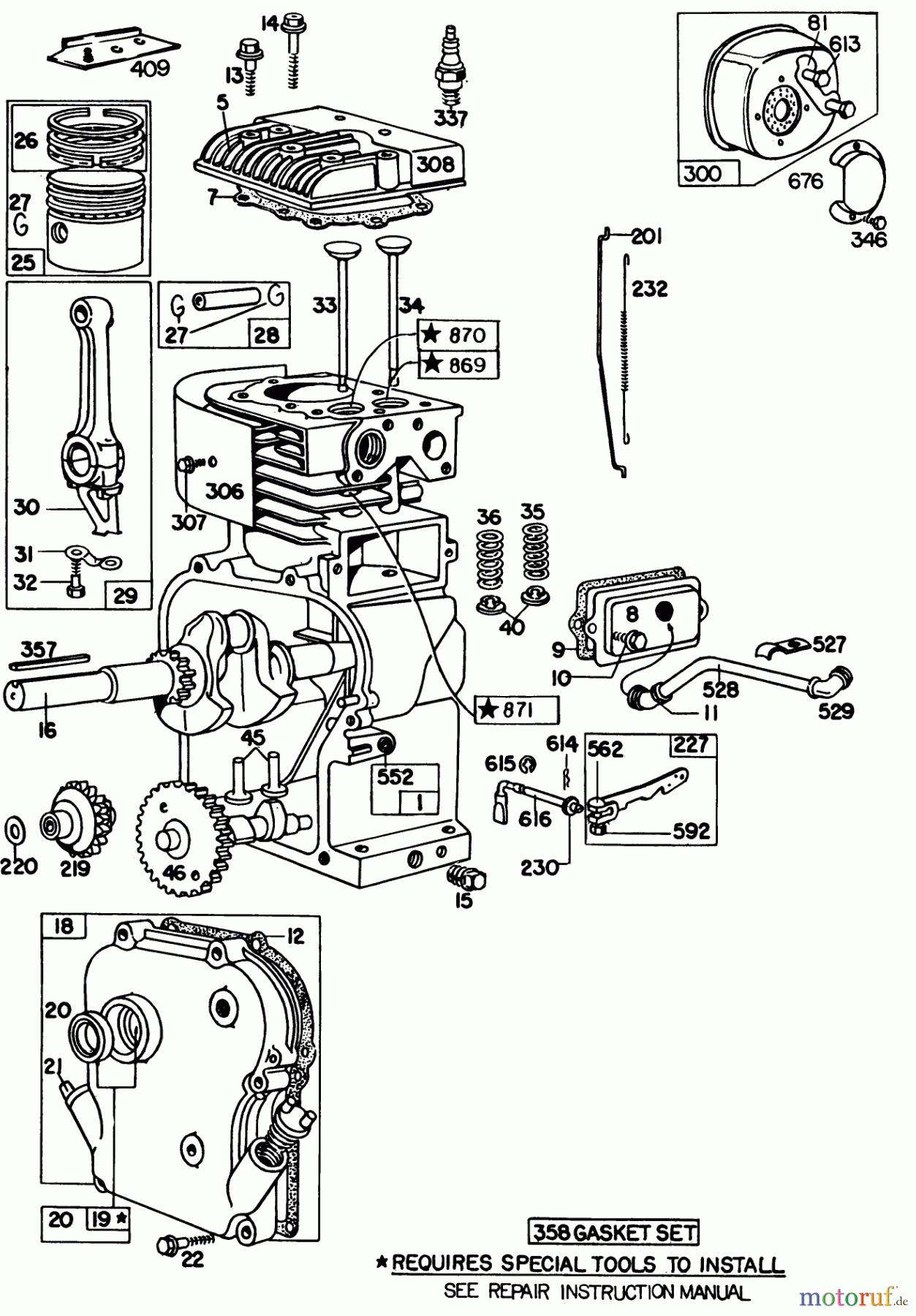  Laubbläser / Laubsauger 62912 - Toro 5 hp Lawn Vacuum (SN: 0000001 - 0999999) (1980) ENGINE MODEL NO. 130202 TYPE 0600-01 BRIGGS & STRATTON